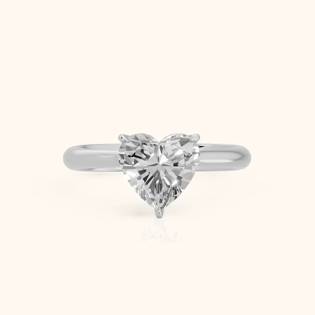 Evie Solitaire Six-Prong Heart Diamond Engagement Ring in Silver — view 2