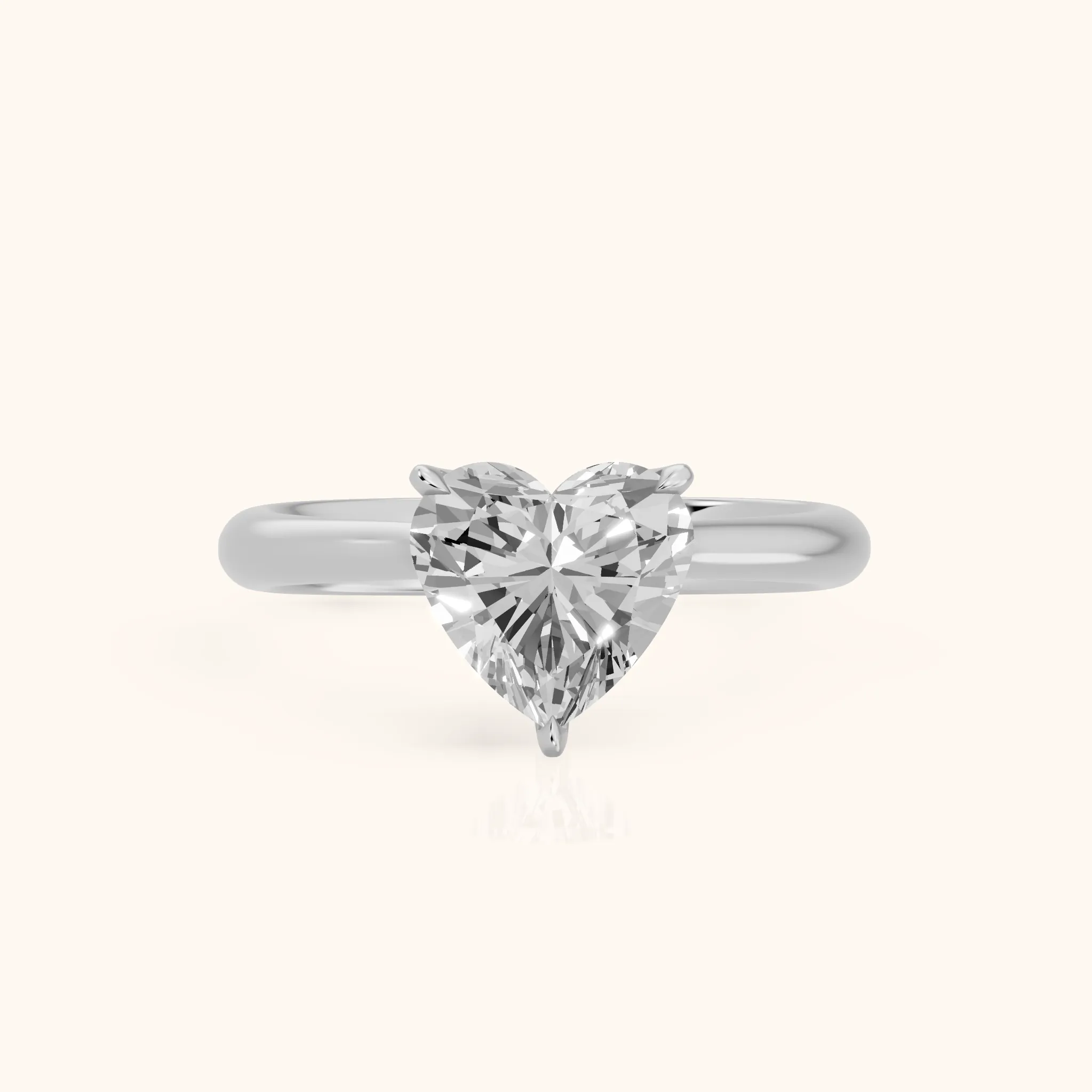 Evie Solitaire Six-Prong Heart Diamond Engagement Ring in Silver — view 1