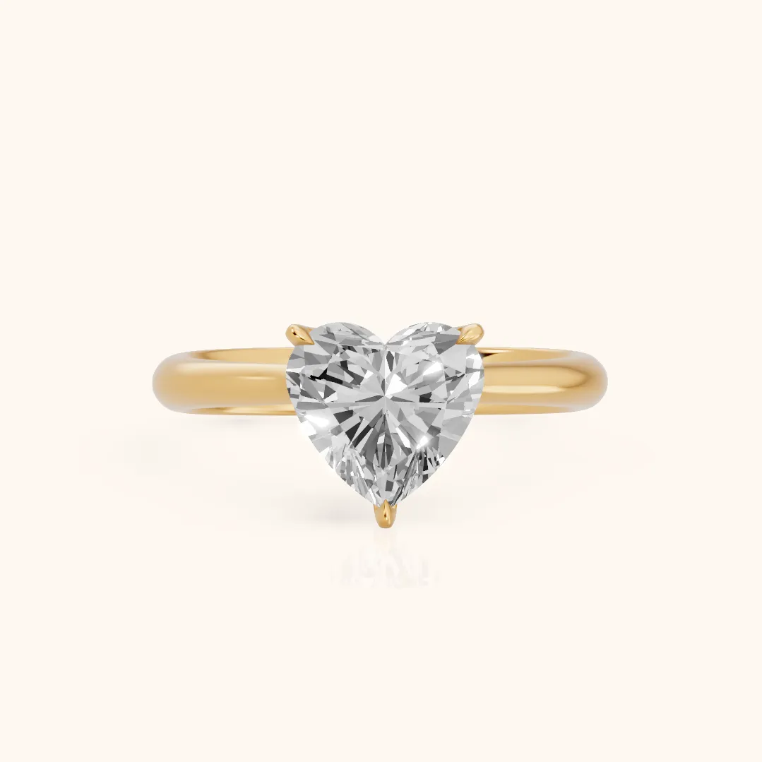 Evie Solitaire Six-Prong Heart Diamond Engagement Ring in Yellow Gold — view 2