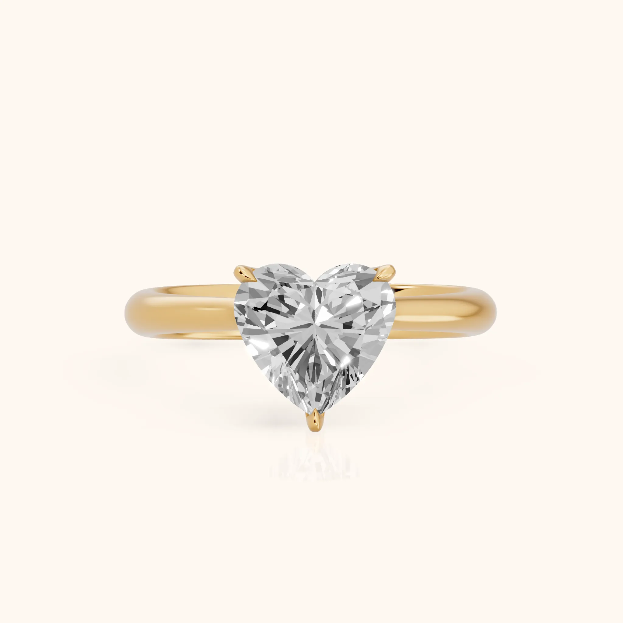 Evie Solitaire Six-Prong Heart Diamond Engagement Ring in Yellow Gold — view 1