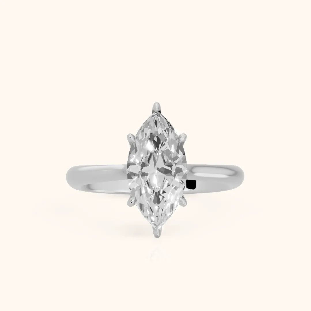 Evie Solitaire Six-Prong Marquise Diamond Engagement Ring in Silver — view 2