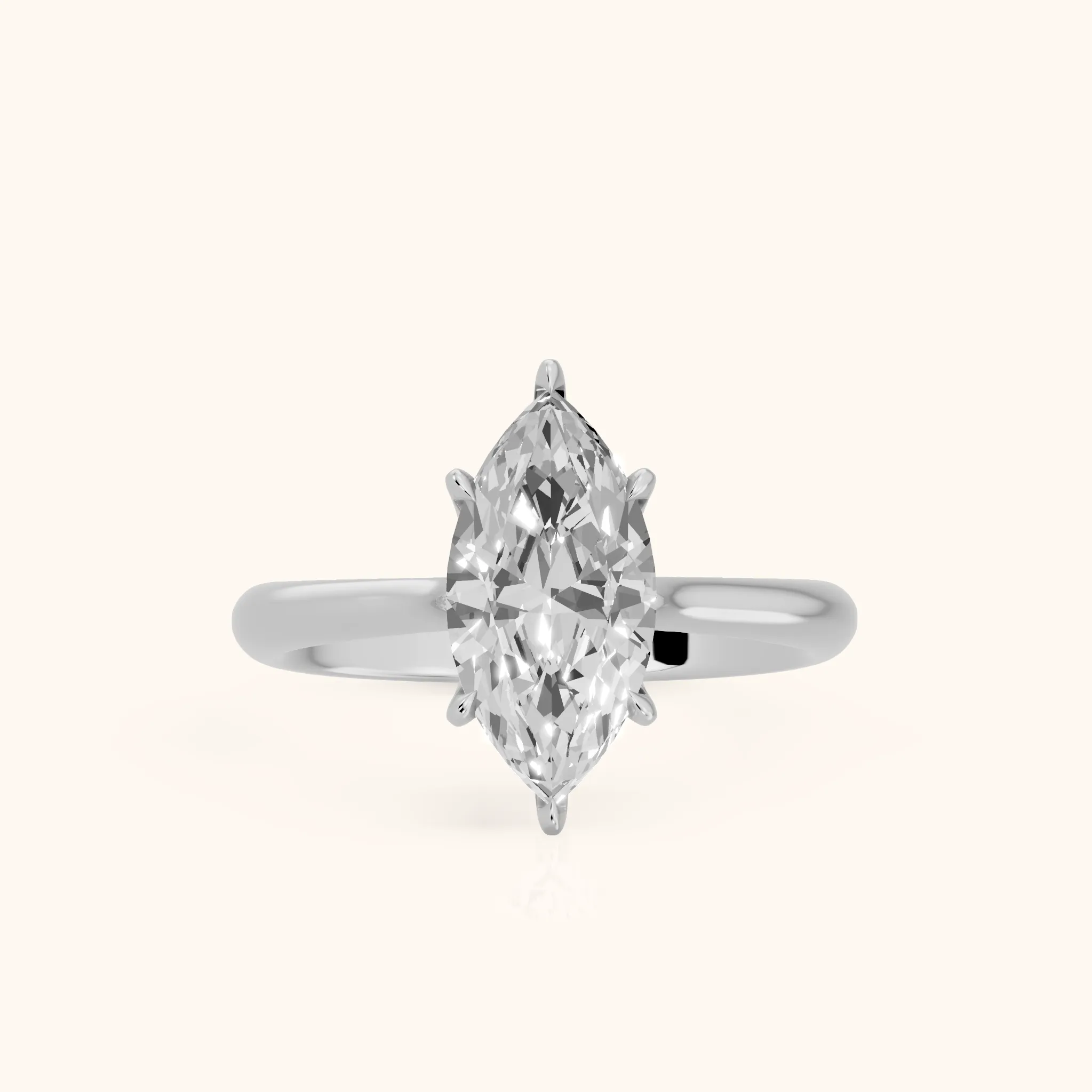 Evie Solitaire Six-Prong Marquise Diamond Engagement Ring in Silver — view 1