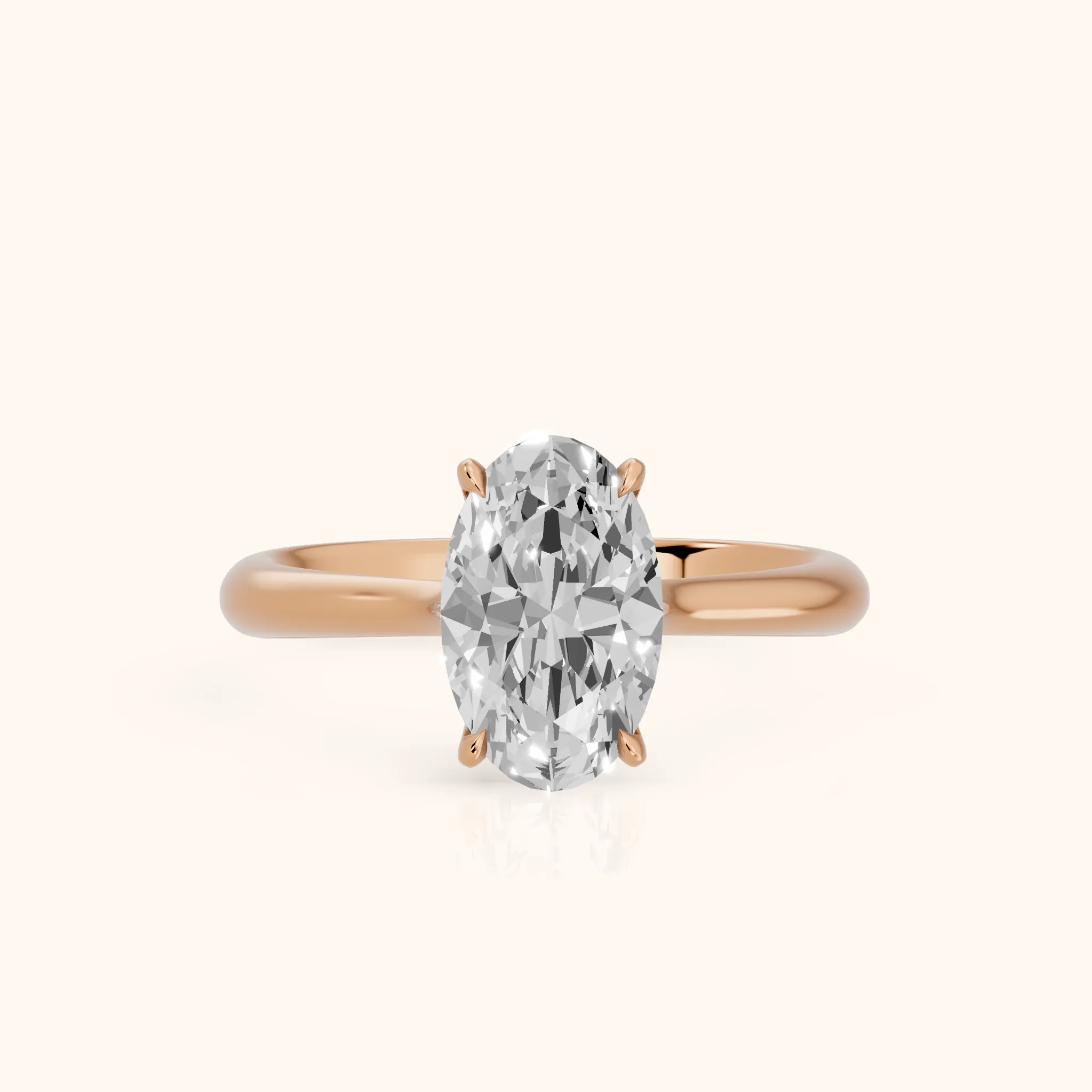 Evie Solitaire Six-Prong Oval Diamond Engagement Ring in Rose Gold — view 1