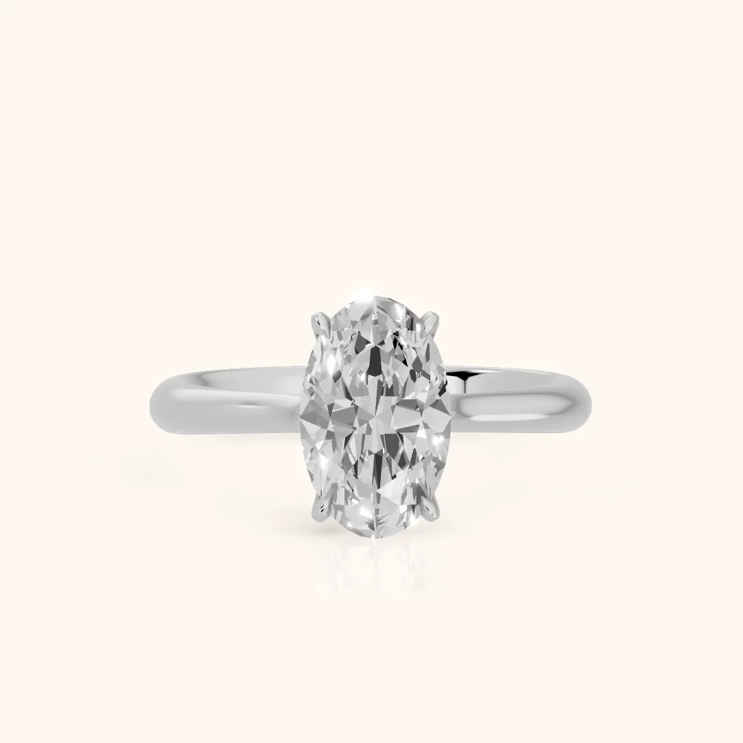Evie Solitaire Six-Prong Oval Diamond Engagement Ring in Silver — view 2