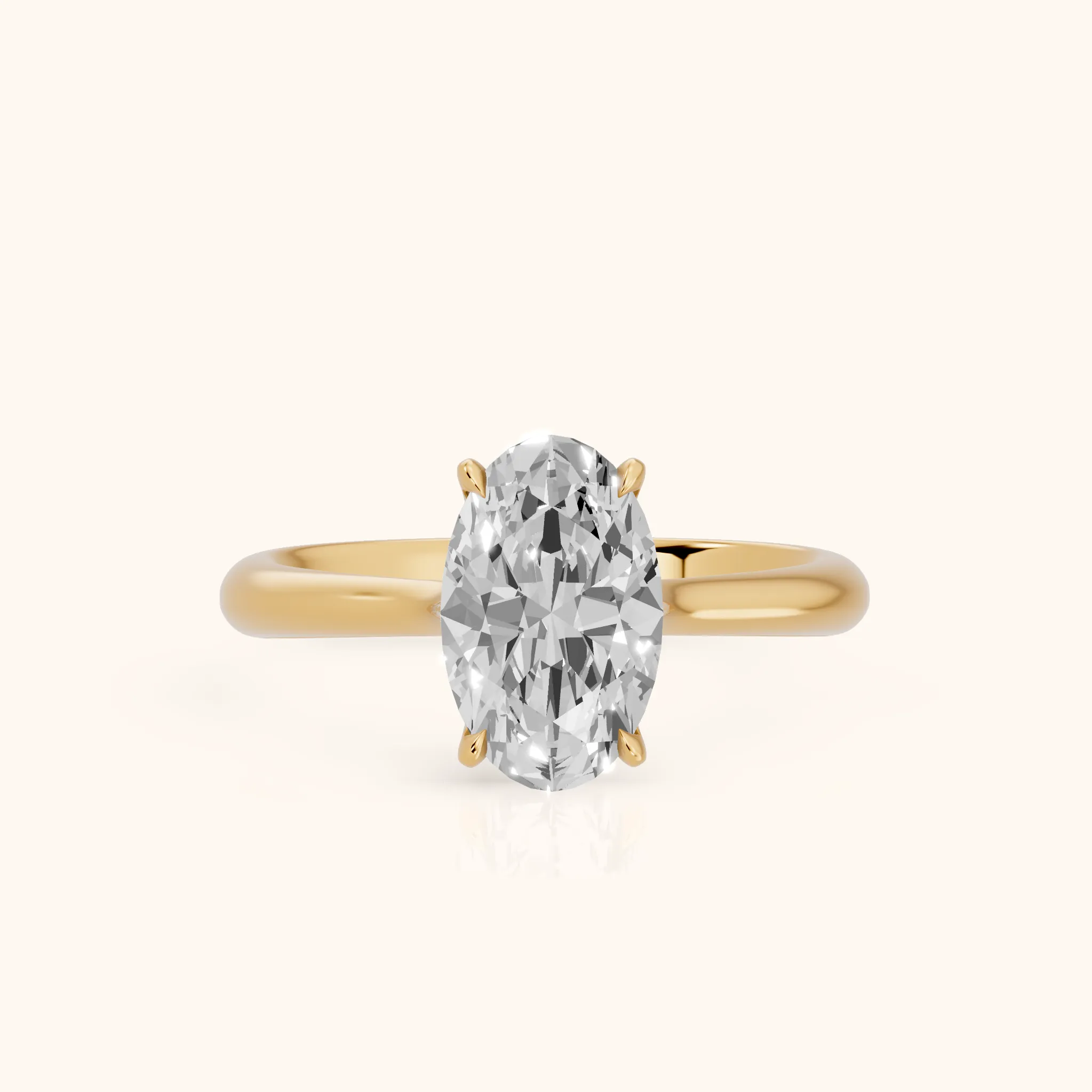 Evie Solitaire Six-Prong Oval Diamond Engagement Ring in Yellow Gold — view 1