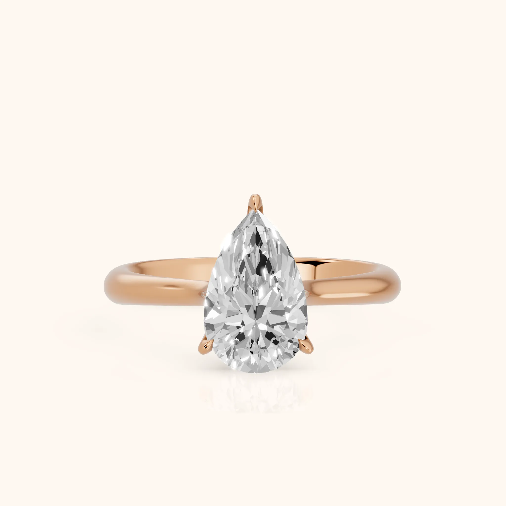 Evie Solitaire Six-Prong Pear Diamond Engagement Ring in Rose Gold — view 1