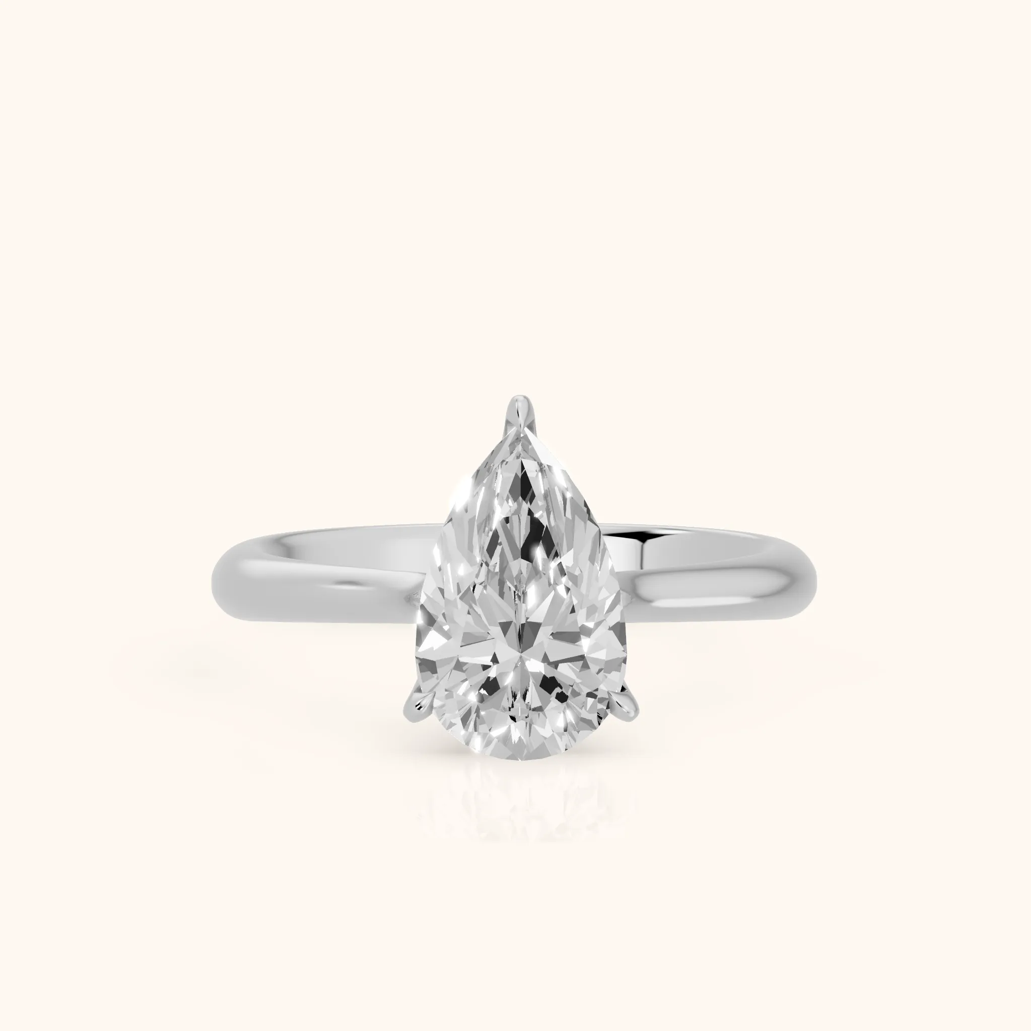 Evie Solitaire Six-Prong Pear Diamond Engagement Ring in Silver — view 1