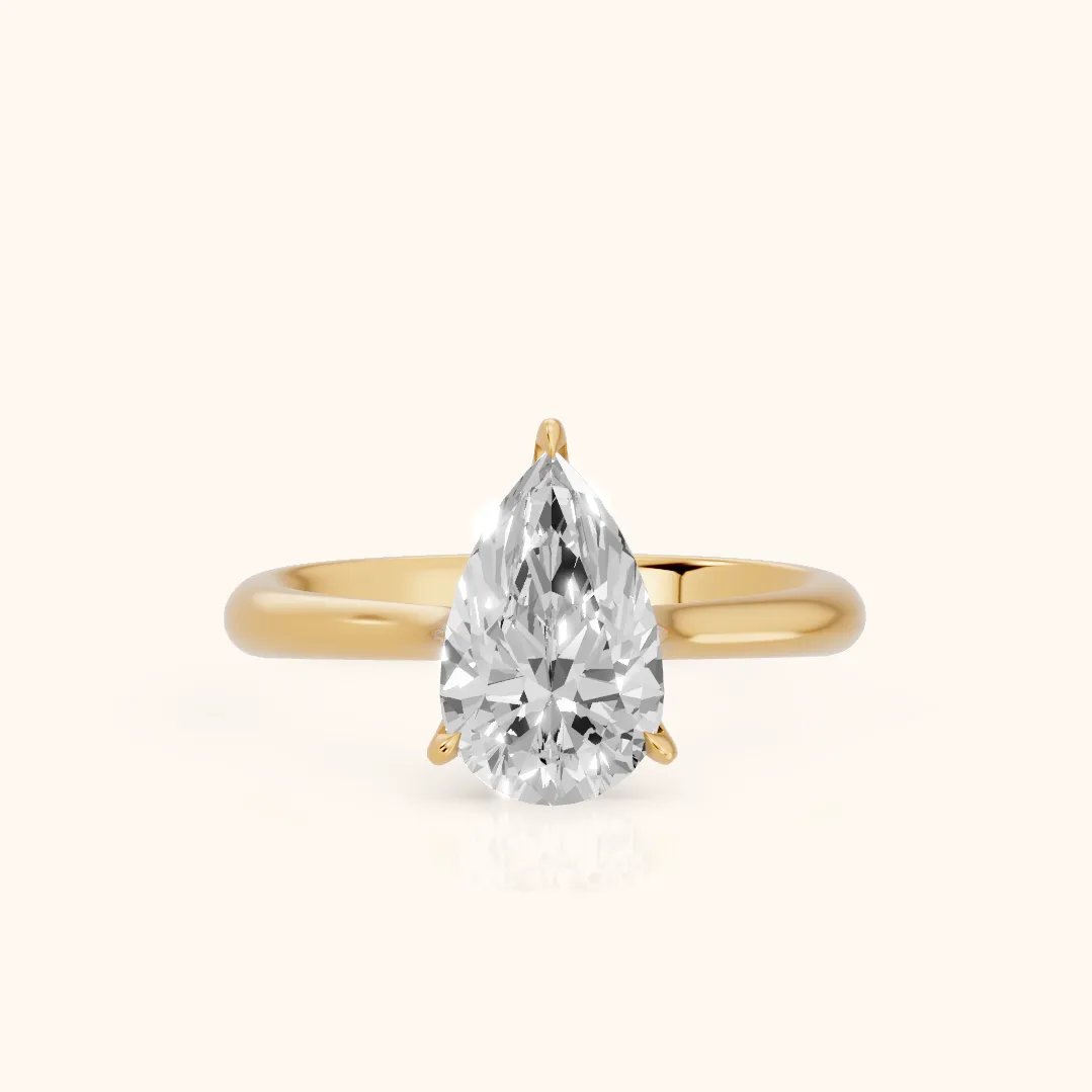 Evie Solitaire Six-Prong Pear Diamond Engagement Ring in Yellow Gold — view 2