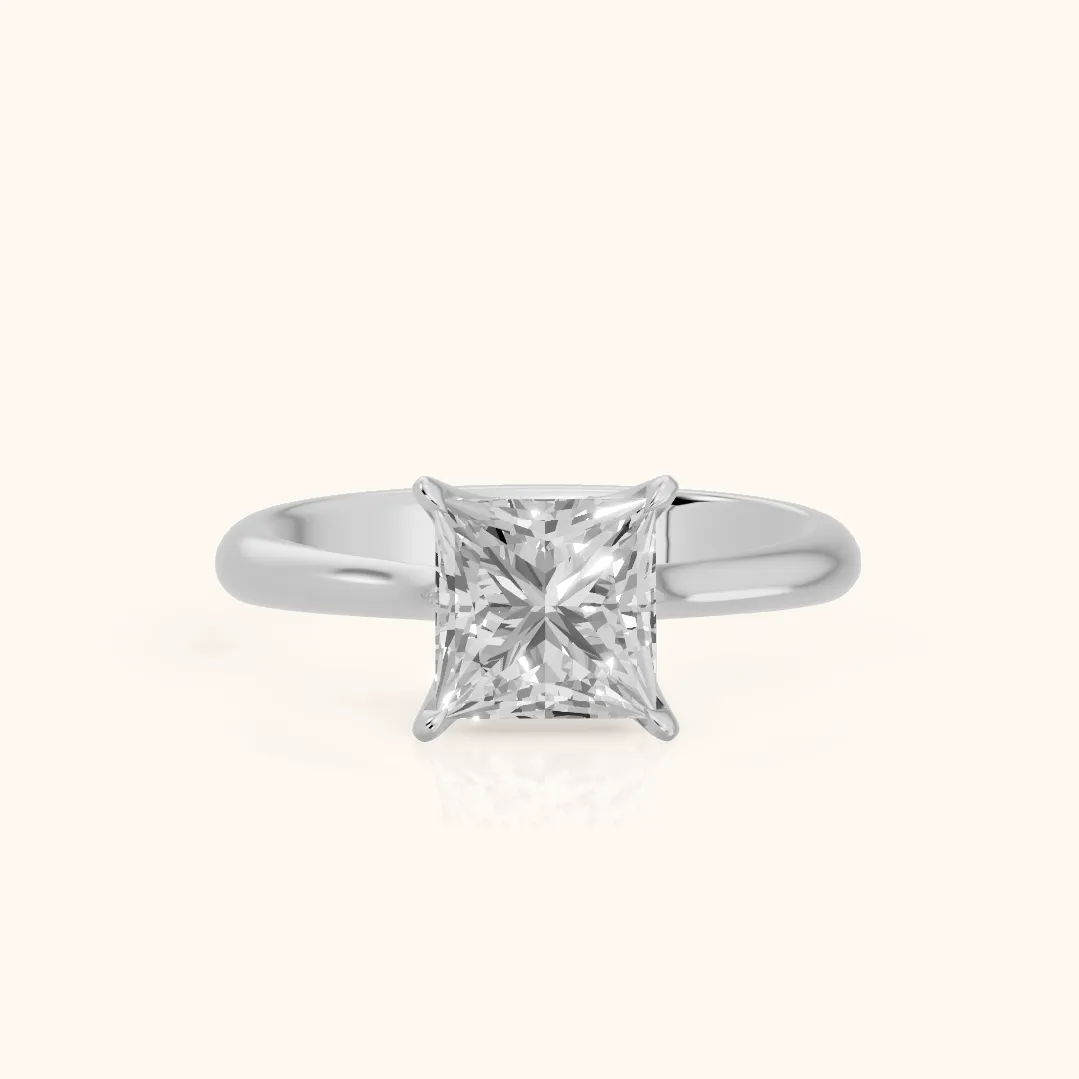 Evie Solitaire Six-Prong Princess Diamond Engagement Ring in Silver — view 2