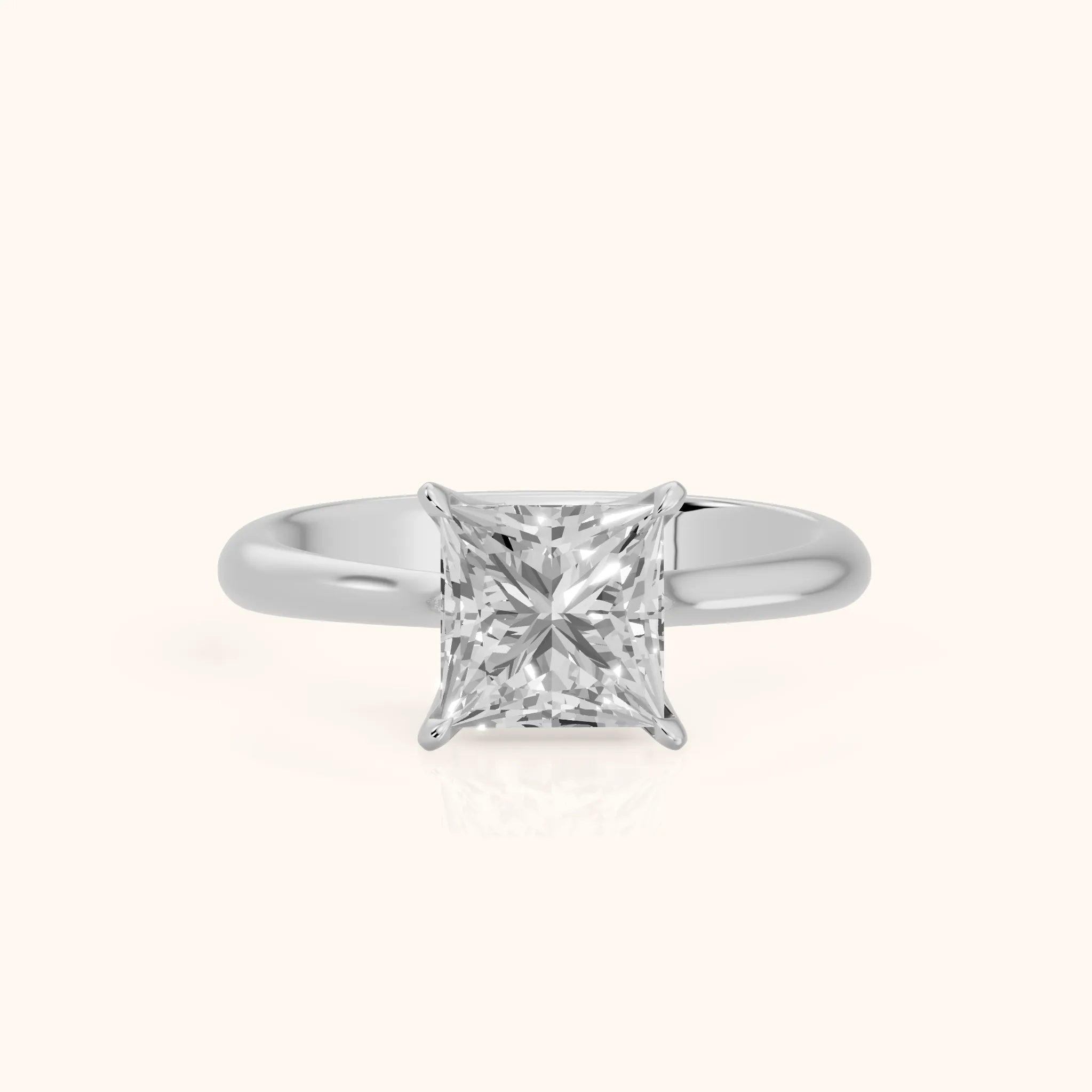 Evie Solitaire Six-Prong Princess Diamond Engagement Ring in Silver — view 1
