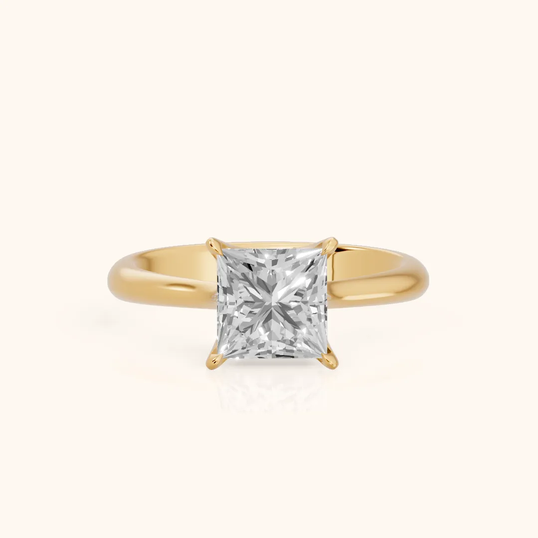 Evie Solitaire Six-Prong Princess Diamond Engagement Ring in Yellow Gold — view 2