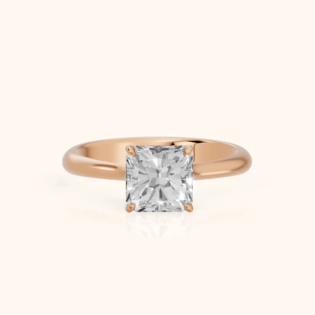 Evie Solitaire Six-Prong Radiant Diamond Engagement Ring in Rose Gold — view 2