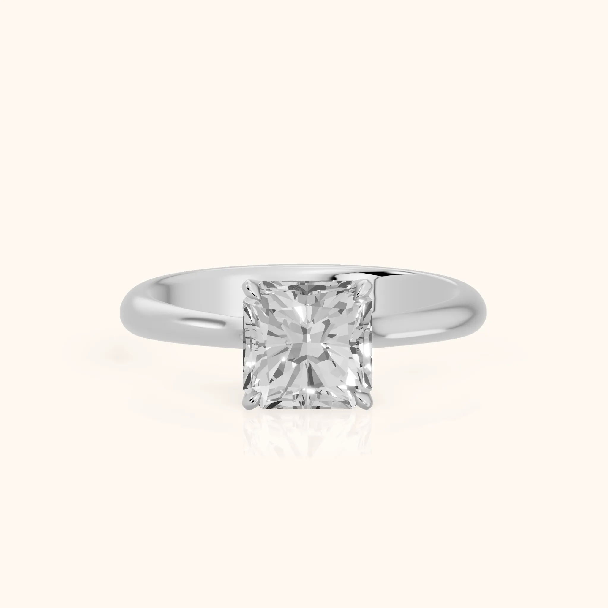 Evie Solitaire Six-Prong Radiant Diamond Engagement Ring in Silver — view 1