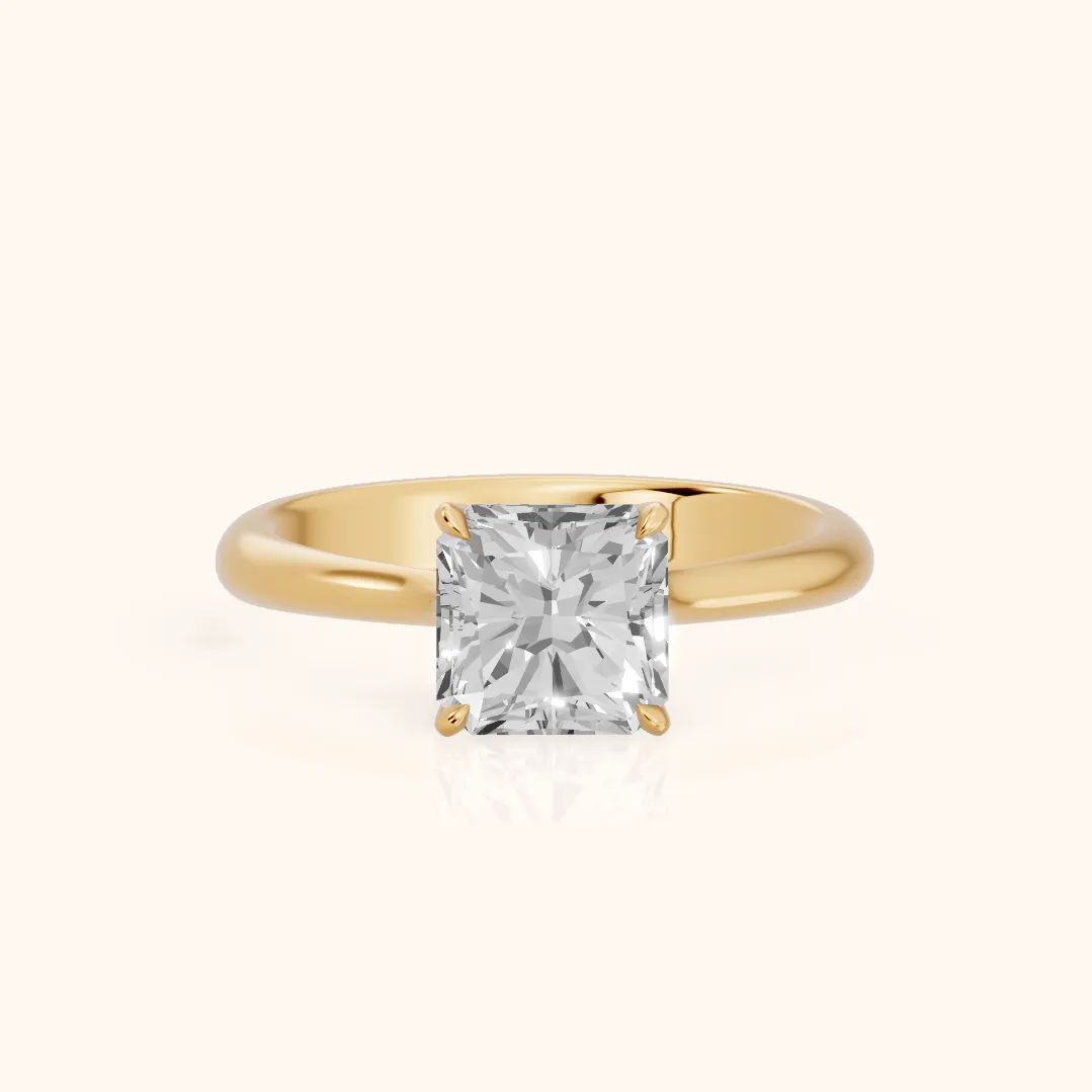 Evie Solitaire Six-Prong Radiant Diamond Engagement Ring in Yellow Gold — view 2