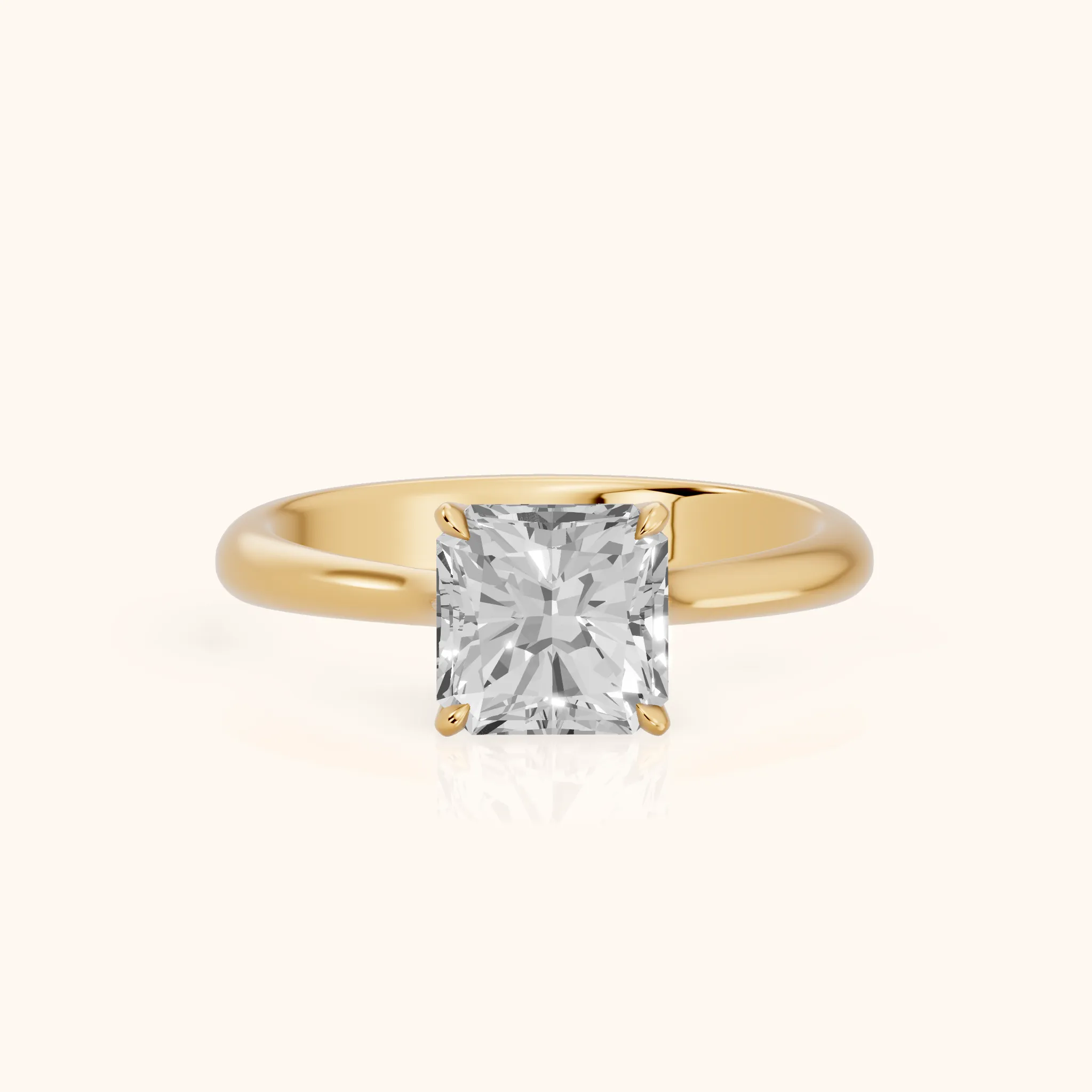 Evie Solitaire Six-Prong Radiant Diamond Engagement Ring in Yellow Gold — view 1