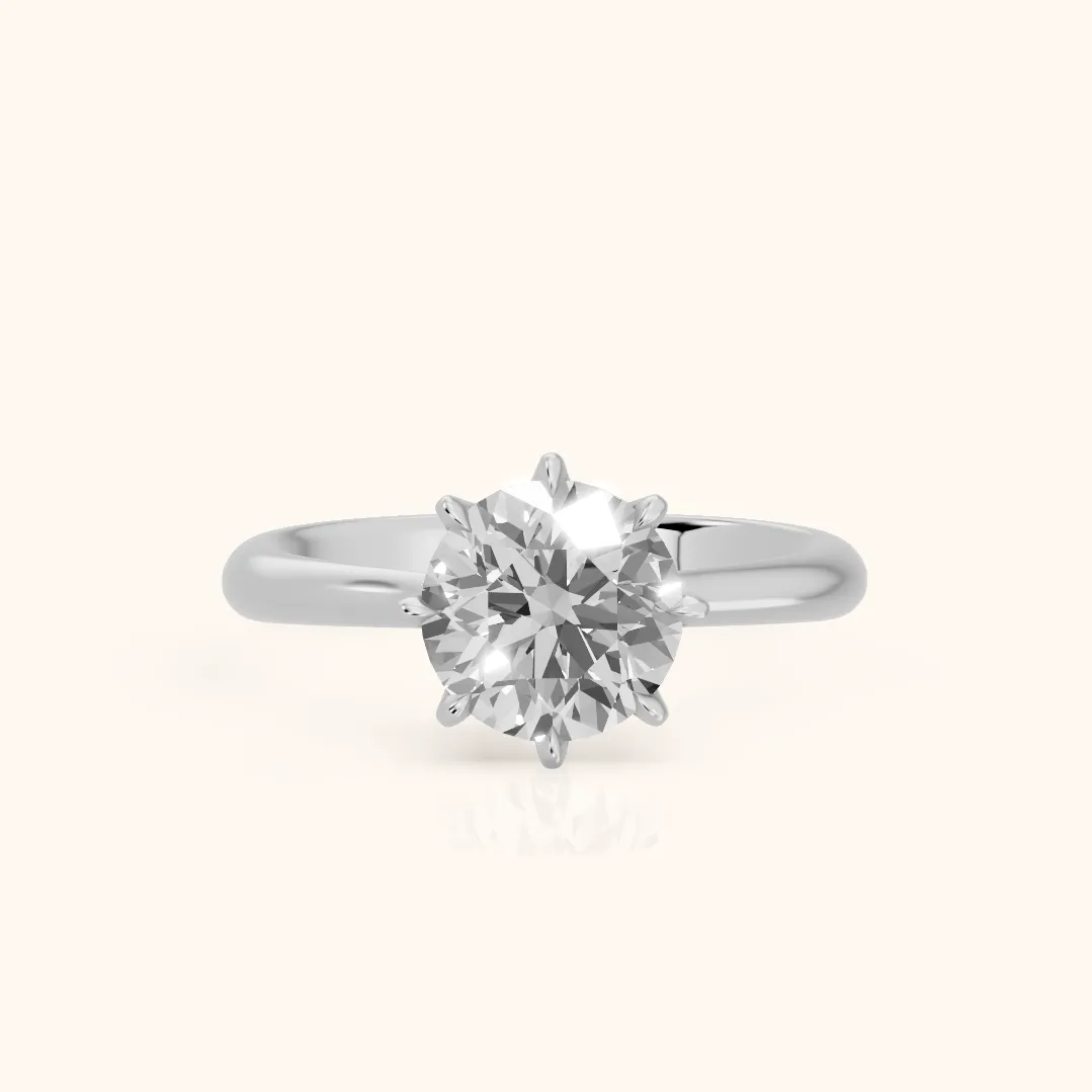 Evie Solitaire Six-Prong Round Diamond Engagement Ring in Platinum — view 2