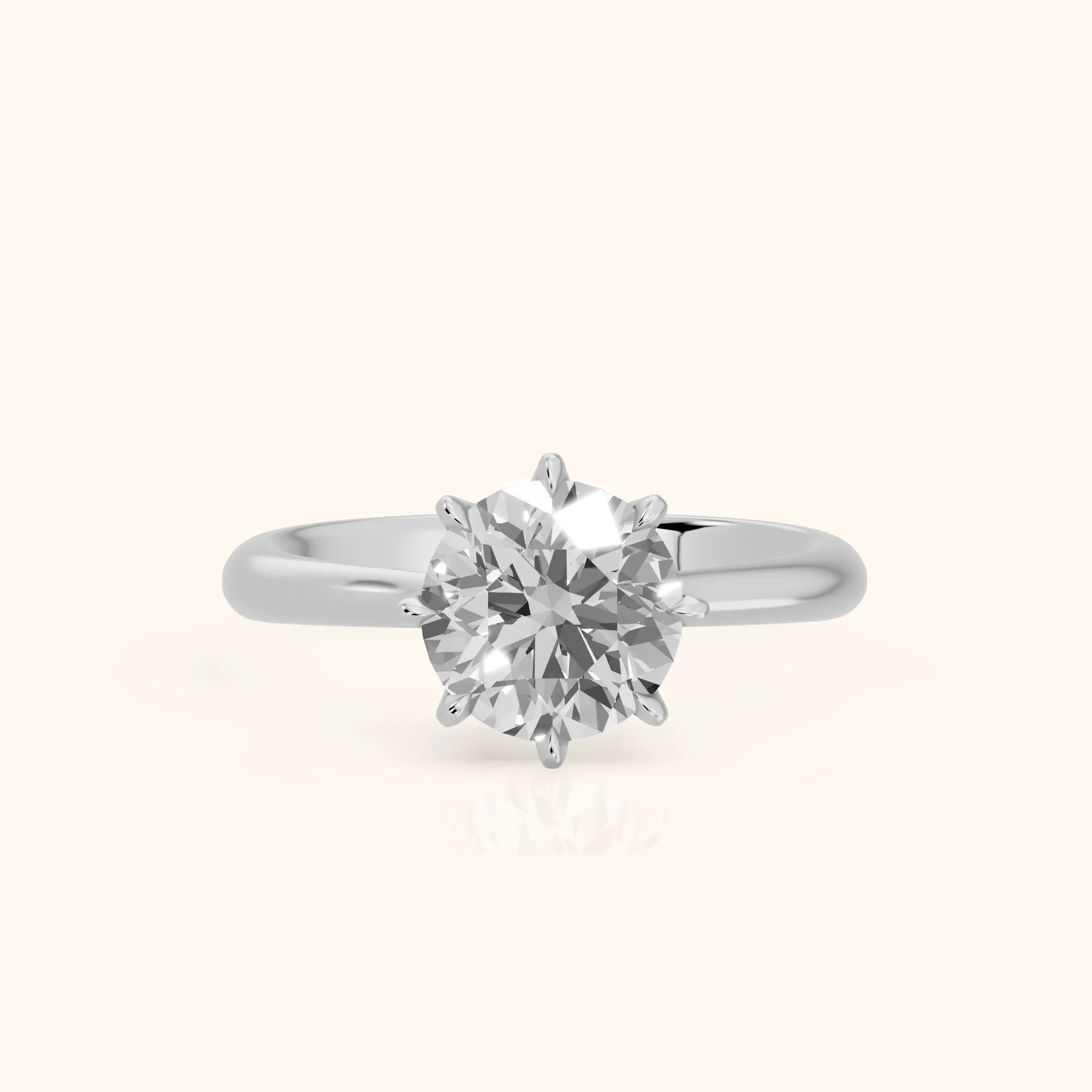 Evie Solitaire Six-Prong Round Diamond Engagement Ring in Platinum — view 1