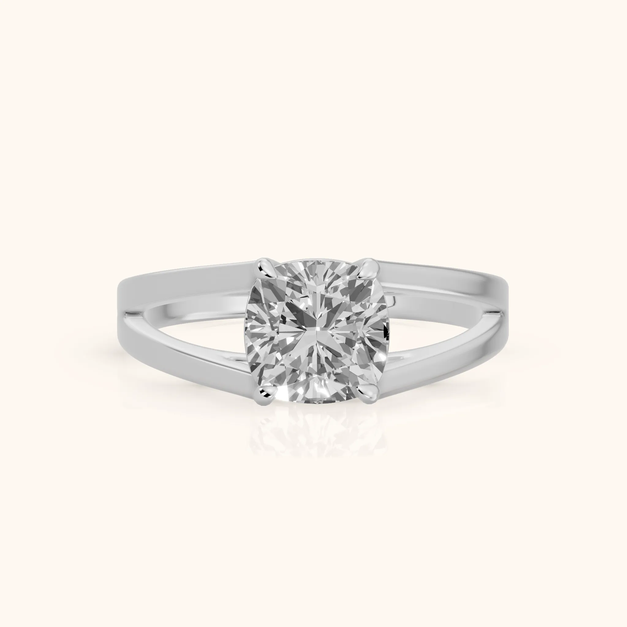 Giselle Solitaire Split Shank Cushion Diamond Engagement Ring in Silver — view 1