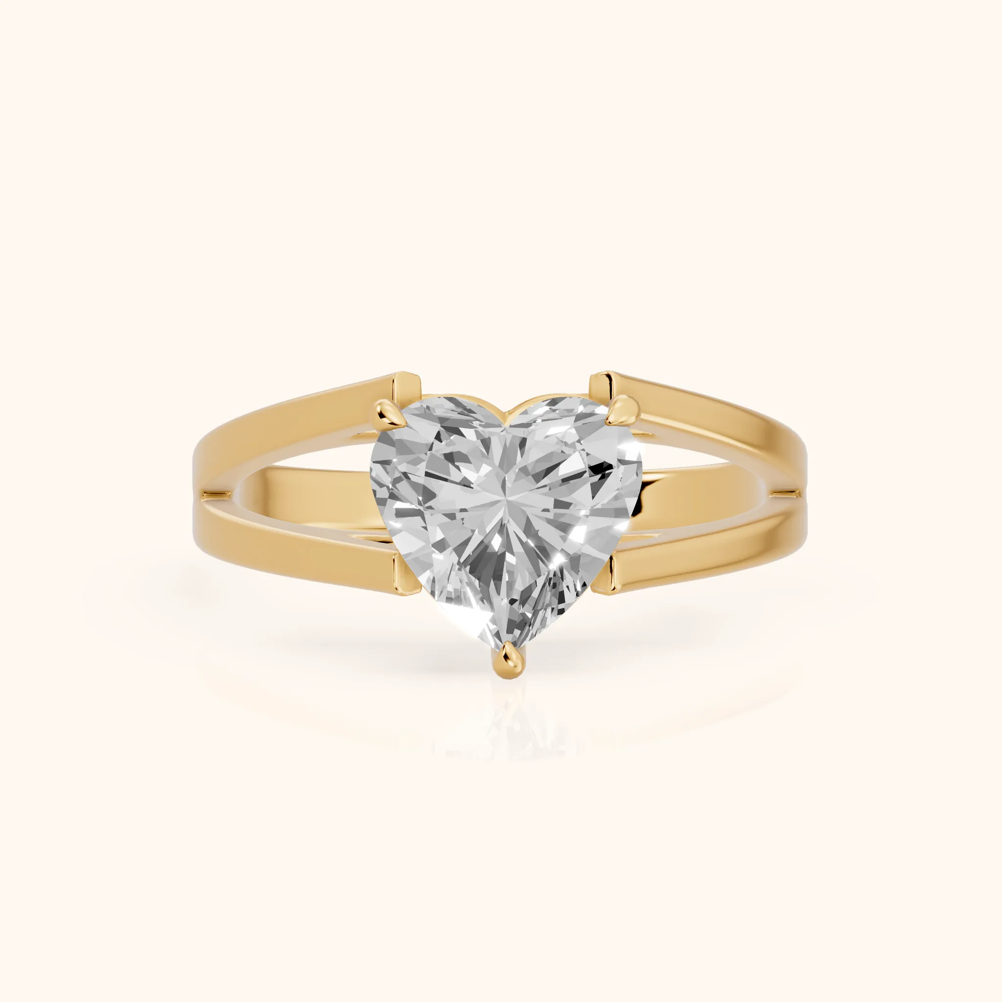 Giselle Solitaire Split Shank Heart Diamond Engagement Ring in Yellow Gold — view 1