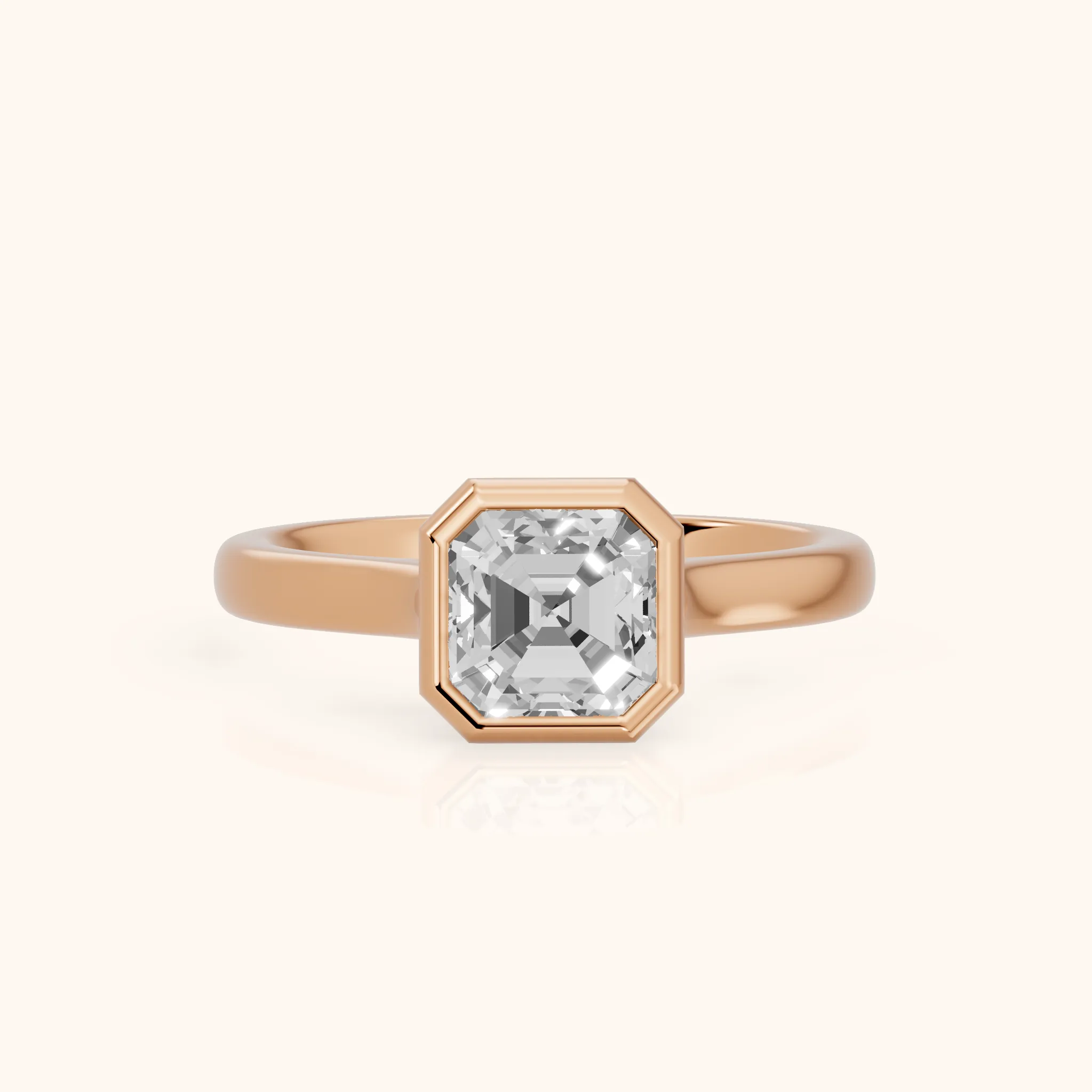 Jolie Bezel Solitaire Asscher Diamond Engagement Ring in Rose Gold — view 1