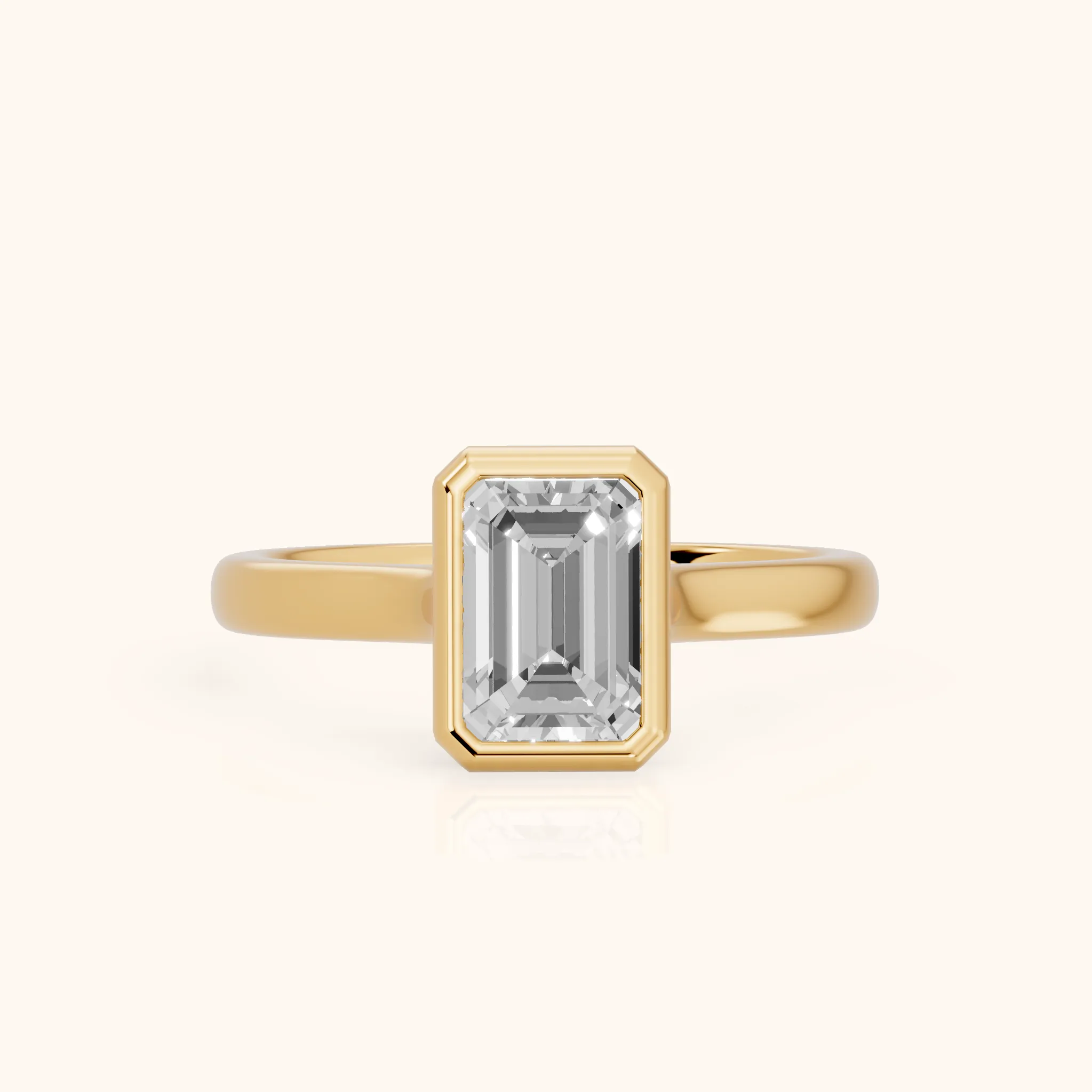 Jolie Bezel Solitaire Emerald Diamond Engagement Ring in Yellow Gold — view 1