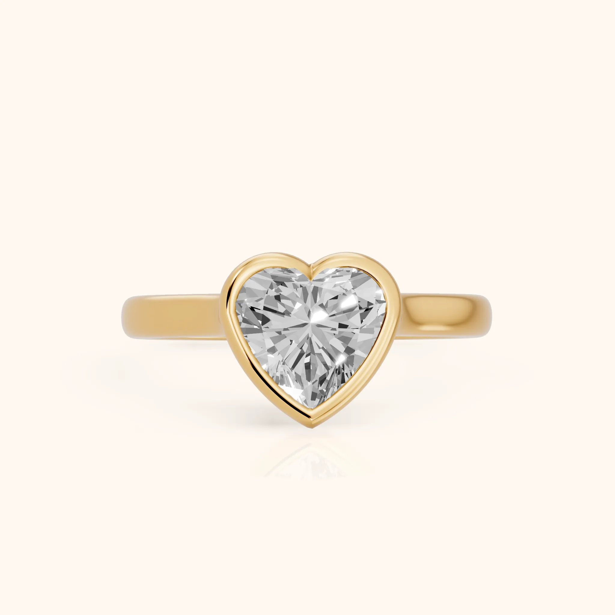 Jolie Bezel Solitaire Heart Diamond Engagement Ring in Yellow Gold — view 1