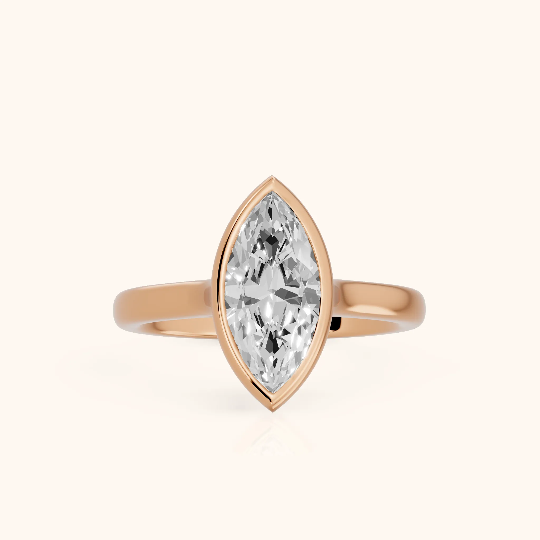 Jolie Bezel Solitaire Marquise Diamond Engagement Ring in Rose Gold — view 1