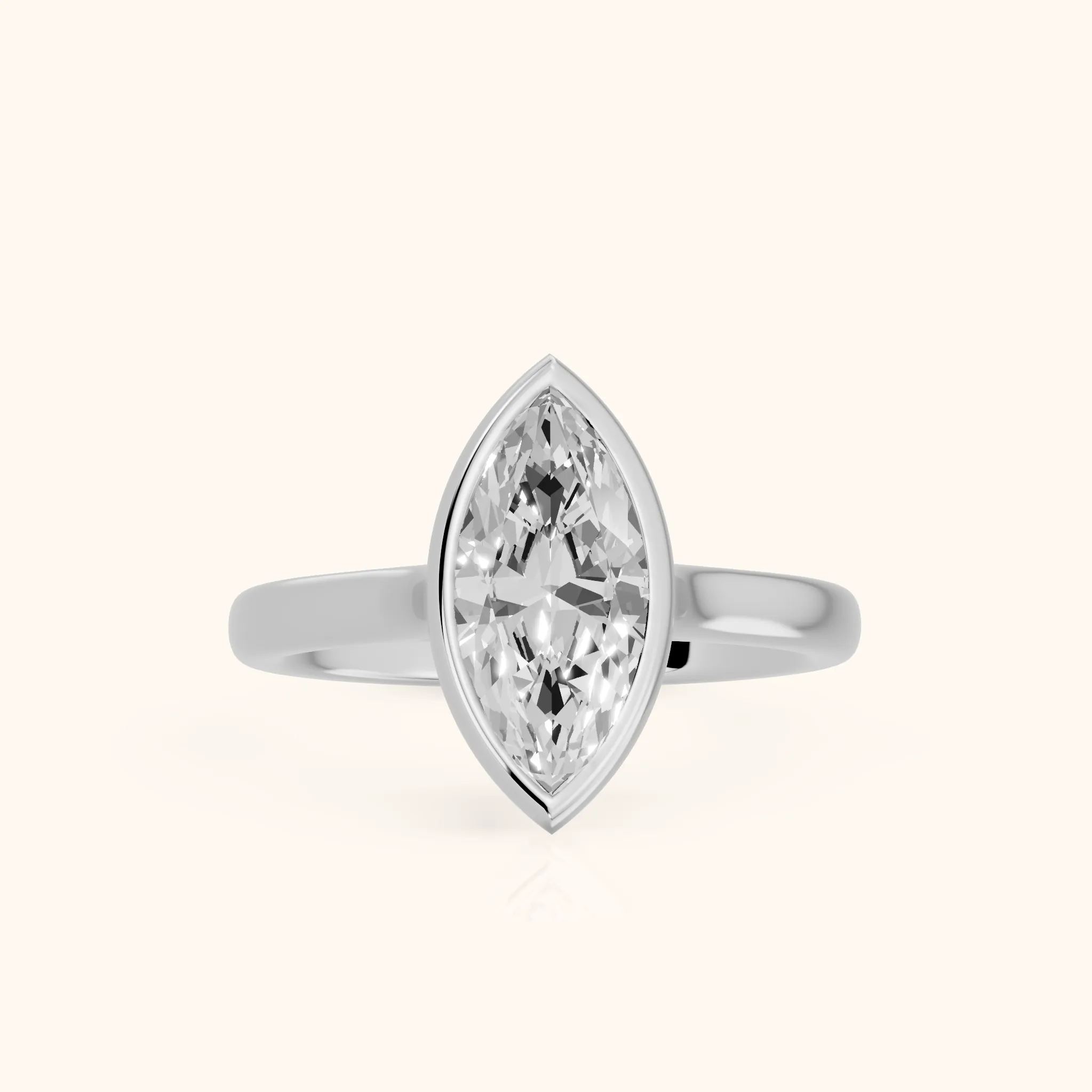 Jolie Bezel Solitaire Marquise Diamond Engagement Ring in Silver — view 1