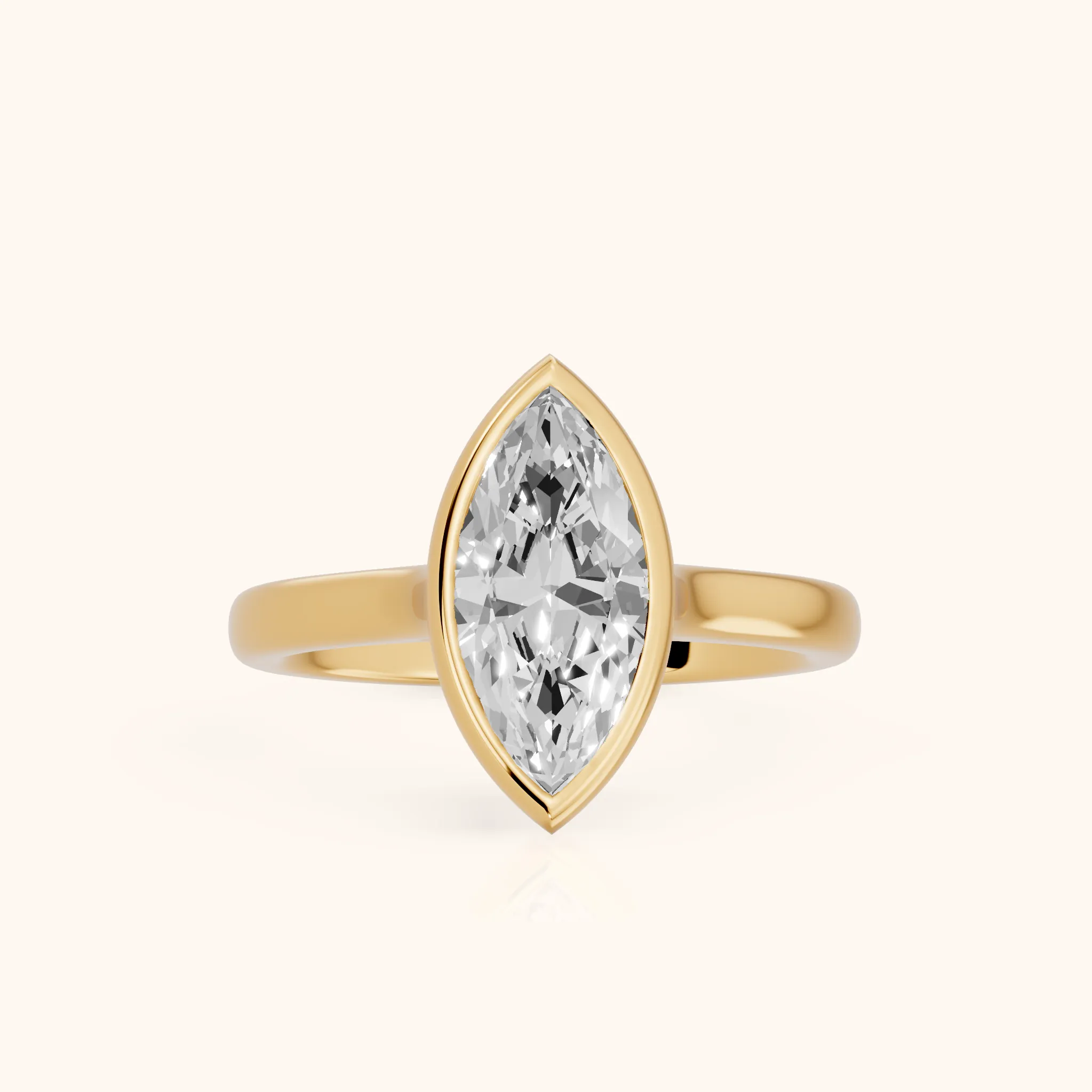 Jolie Bezel Solitaire Marquise Diamond Engagement Ring in Yellow Gold — view 1