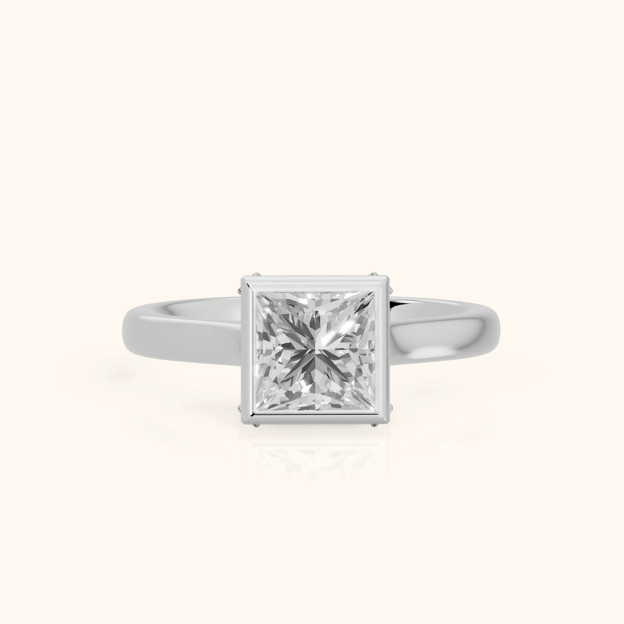 Jolie Bezel Solitaire Princess Diamond Engagement Ring in Platinum — view 1