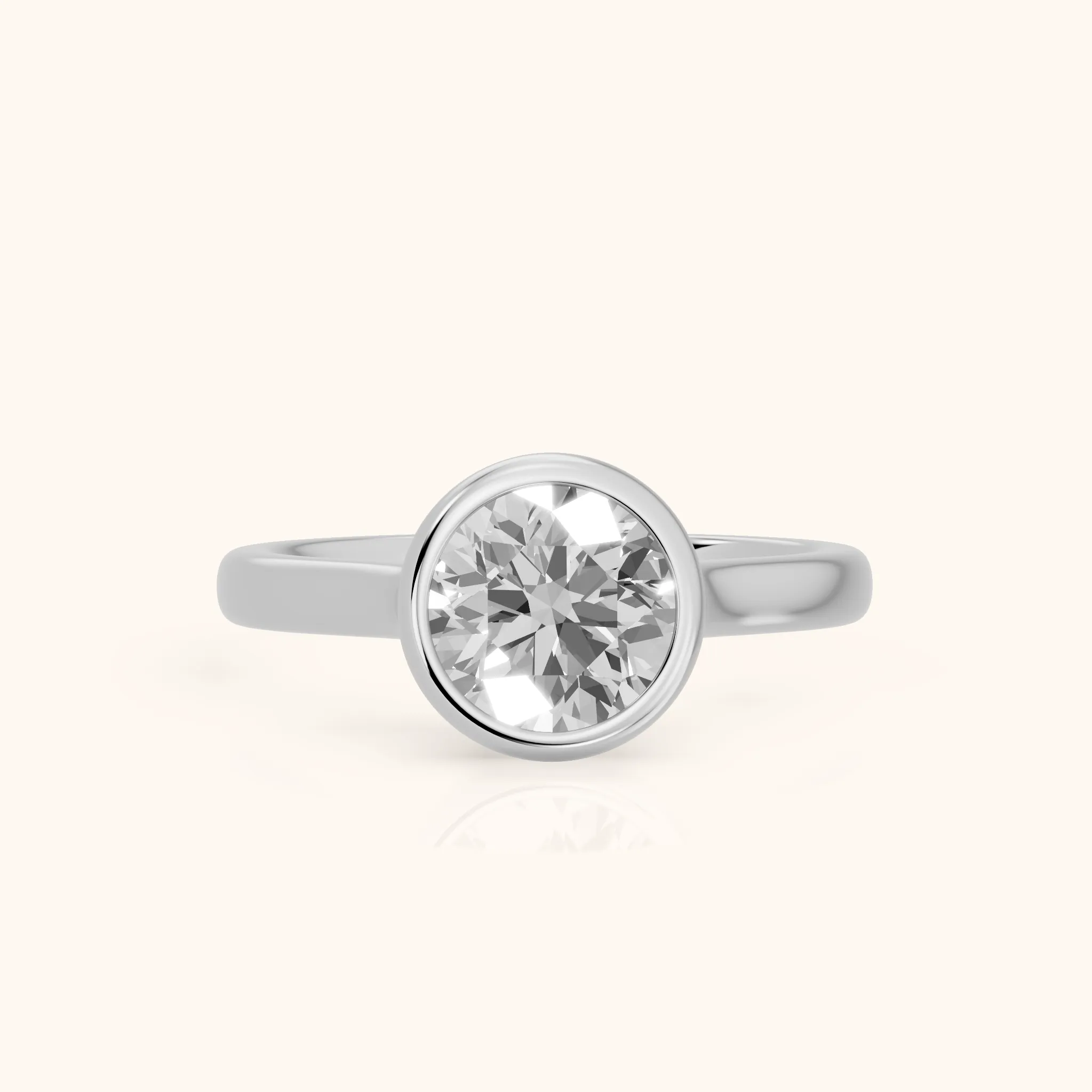 Jolie Bezel Solitaire Round Diamond Engagement Ring in Platinum — view 1