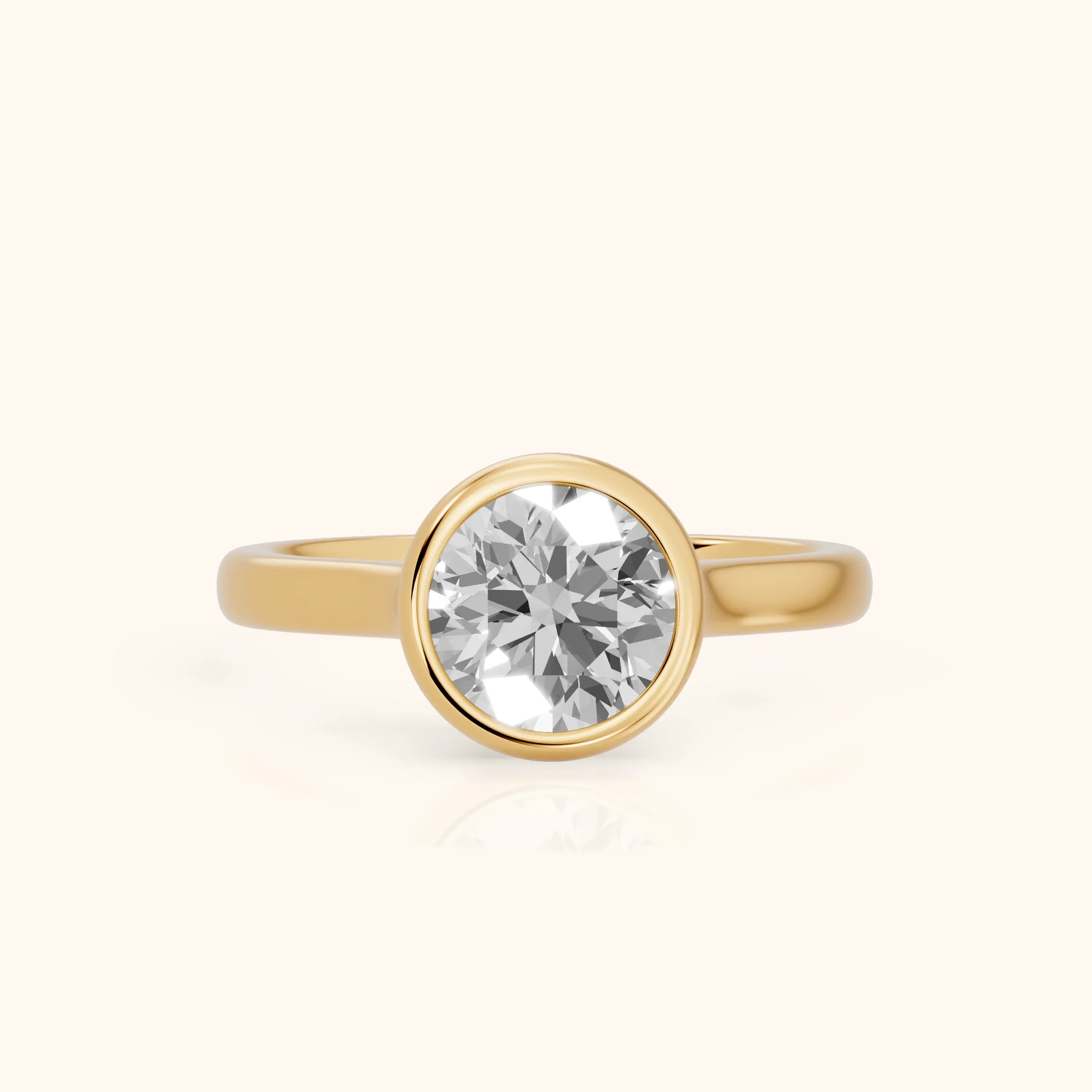 Jolie Bezel Solitaire Round Diamond Engagement Ring in Yellow Gold — view 1