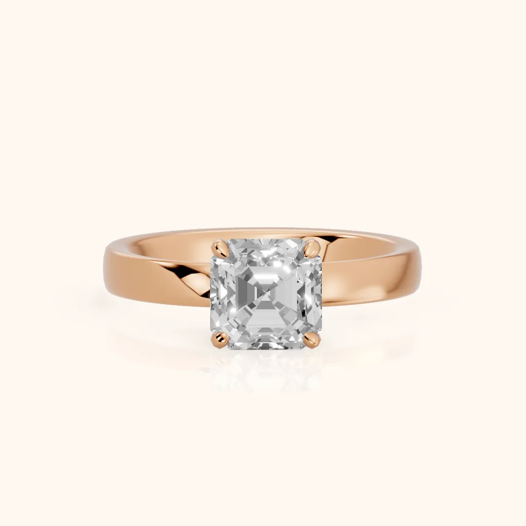 Lara Hidden Halo Asscher Diamond Engagement Ring in Rose Gold — view 2