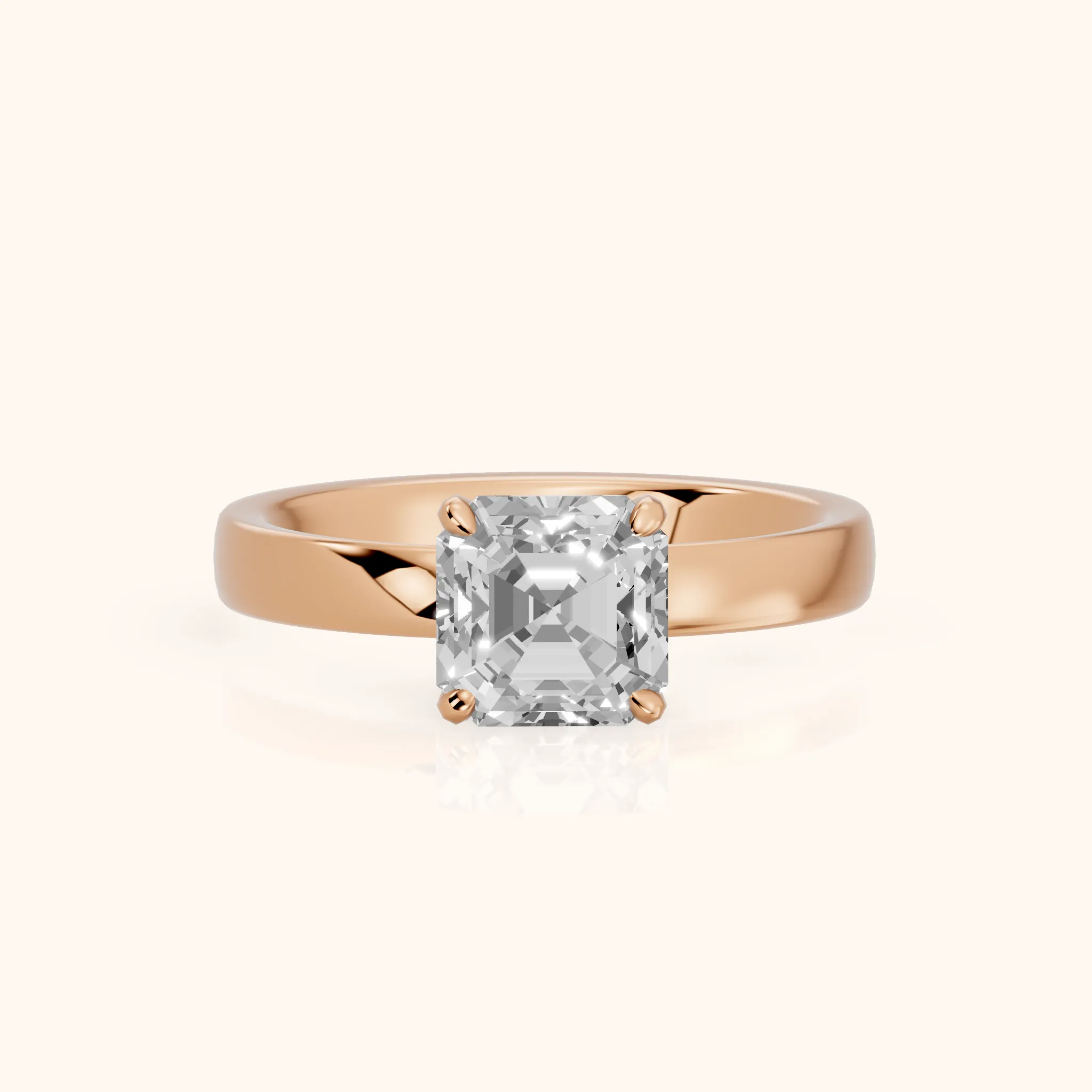 Lara Hidden Halo Asscher Diamond Engagement Ring in Rose Gold — view 1
