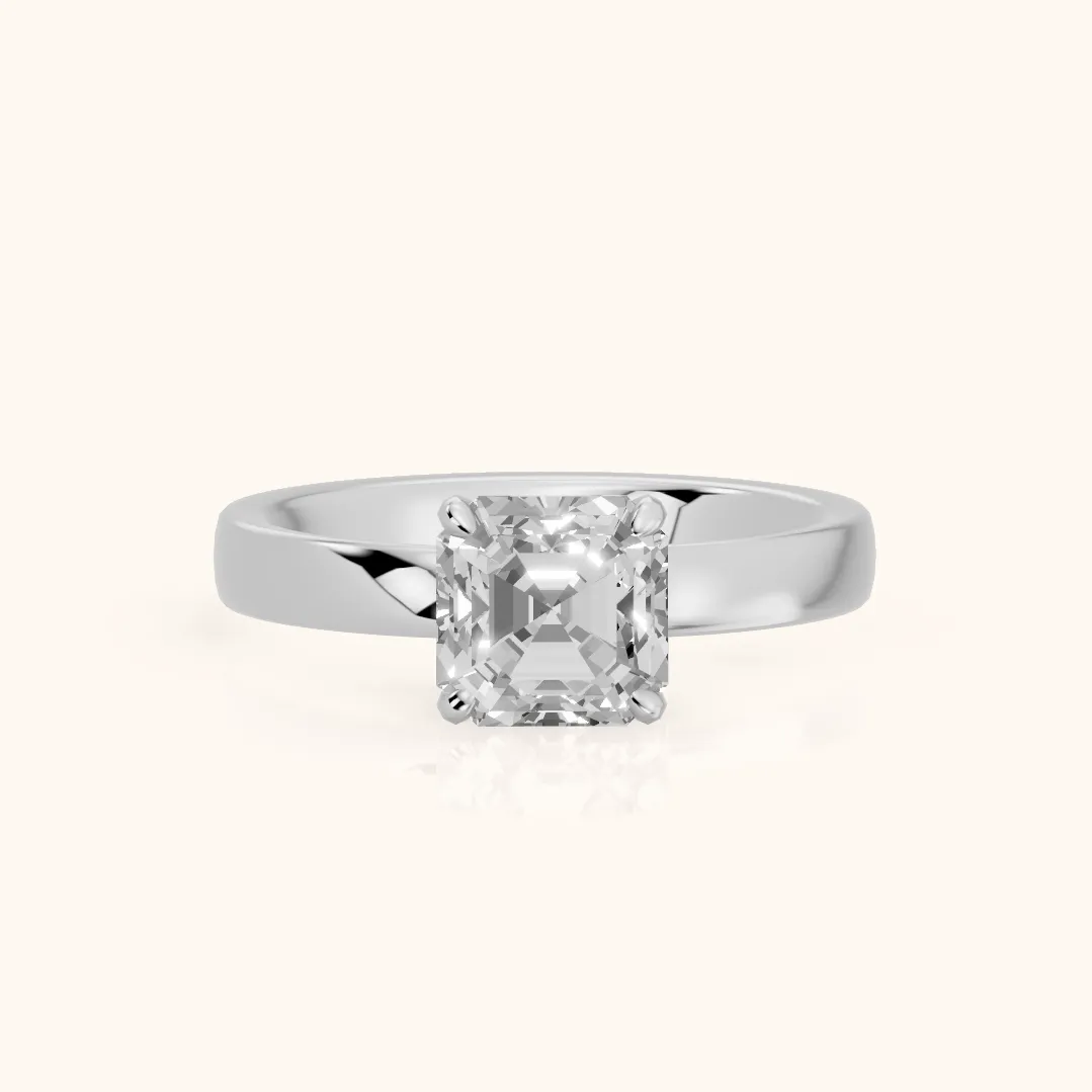 Lara Hidden Halo Asscher Diamond Engagement Ring in Platinum — view 2