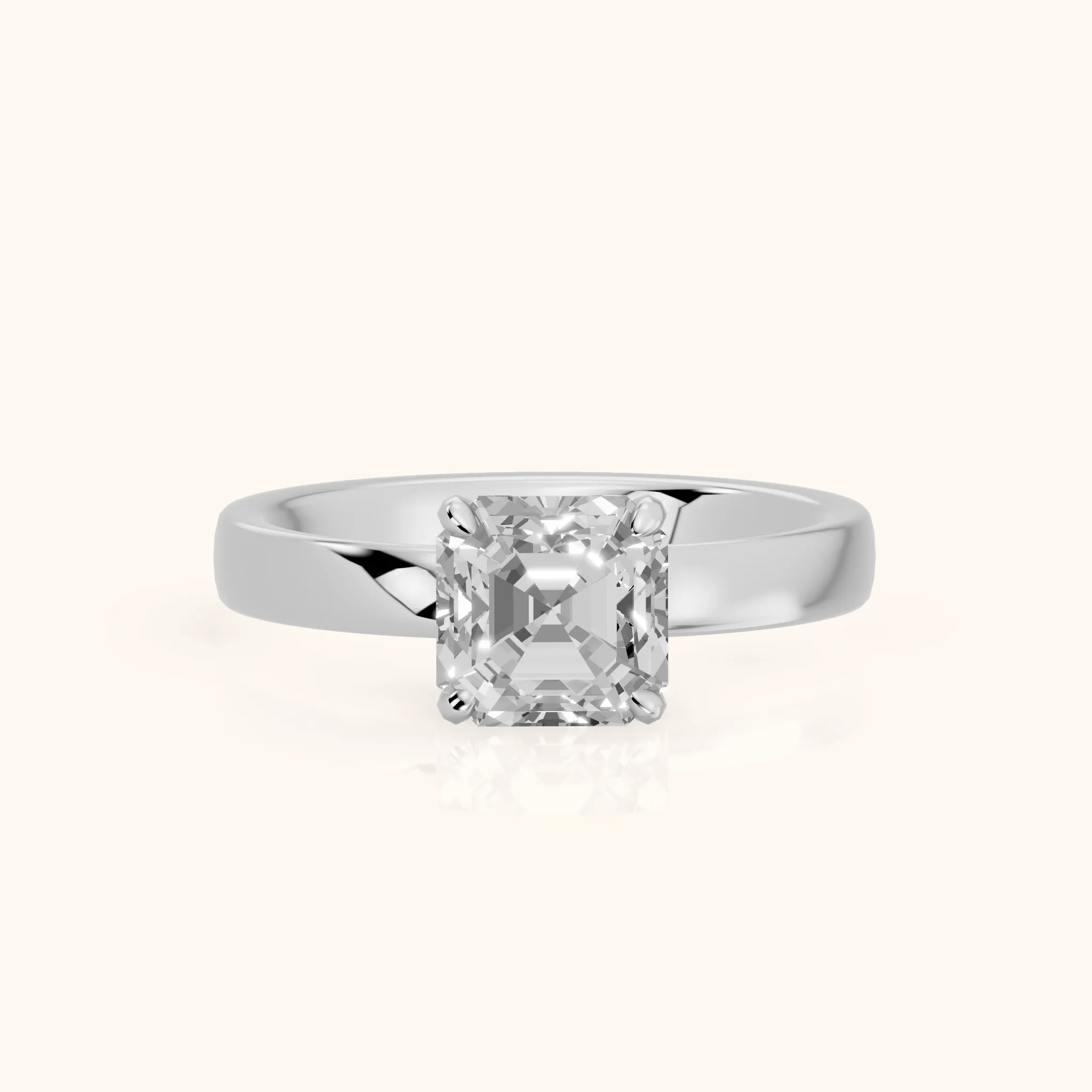 Lara Hidden Halo Asscher Diamond Engagement Ring in Platinum — view 1