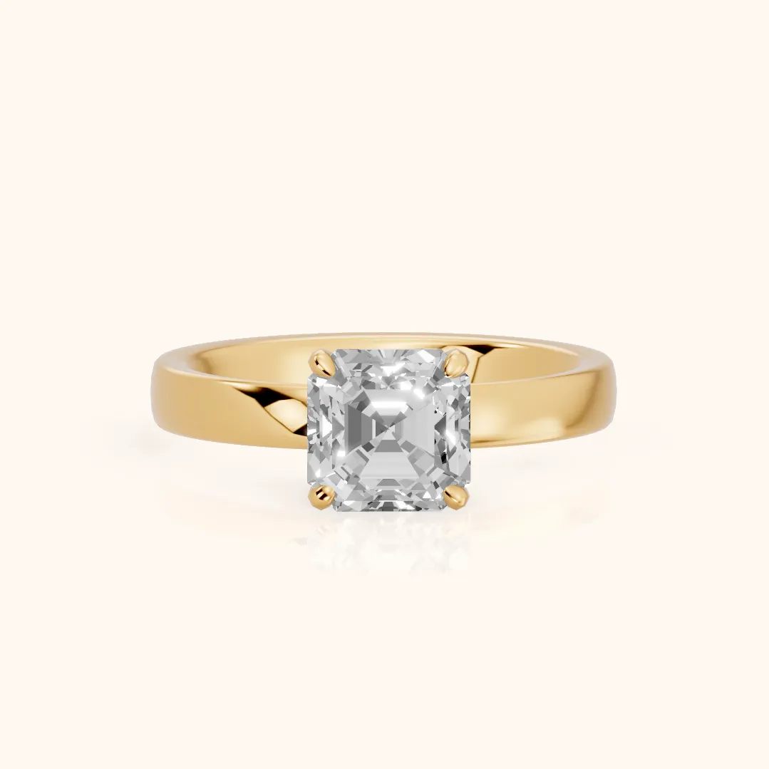 Lara Hidden Halo Asscher Diamond Engagement Ring in Yellow Gold — view 2