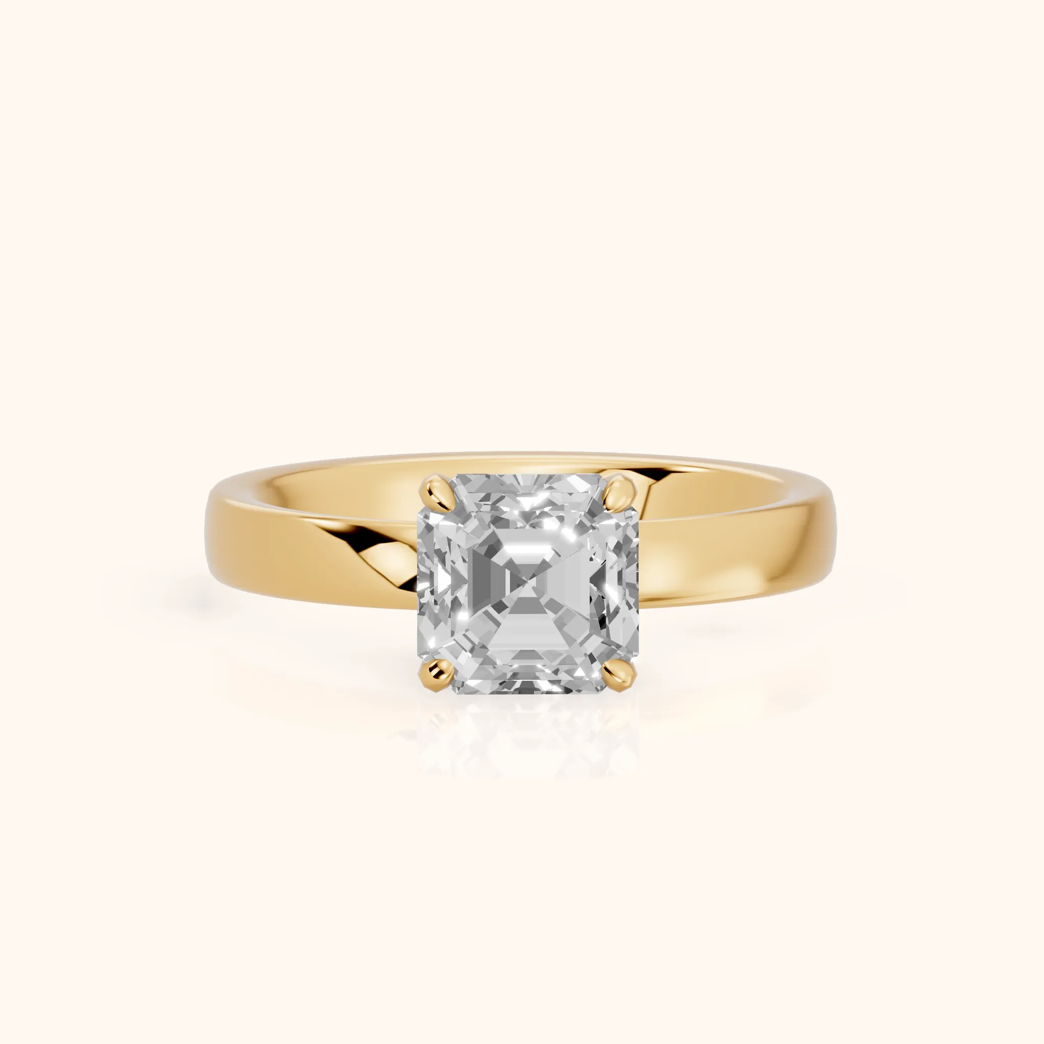 Lara Hidden Halo Asscher Diamond Engagement Ring in Yellow Gold — view 1