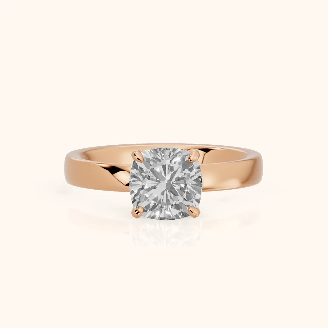 Lara Hidden Halo Cushion Diamond Engagement Ring in Rose Gold — view 2