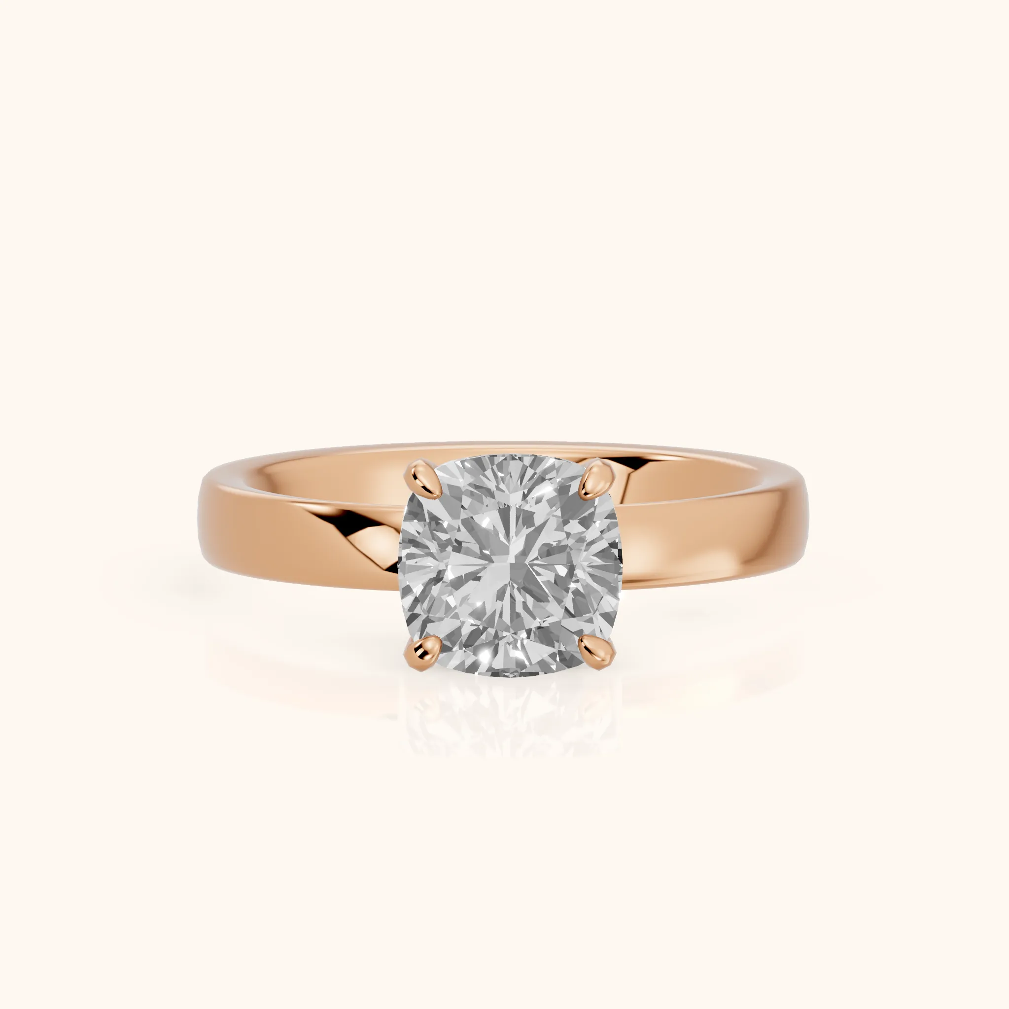 Lara Hidden Halo Cushion Diamond Engagement Ring in Rose Gold — view 1