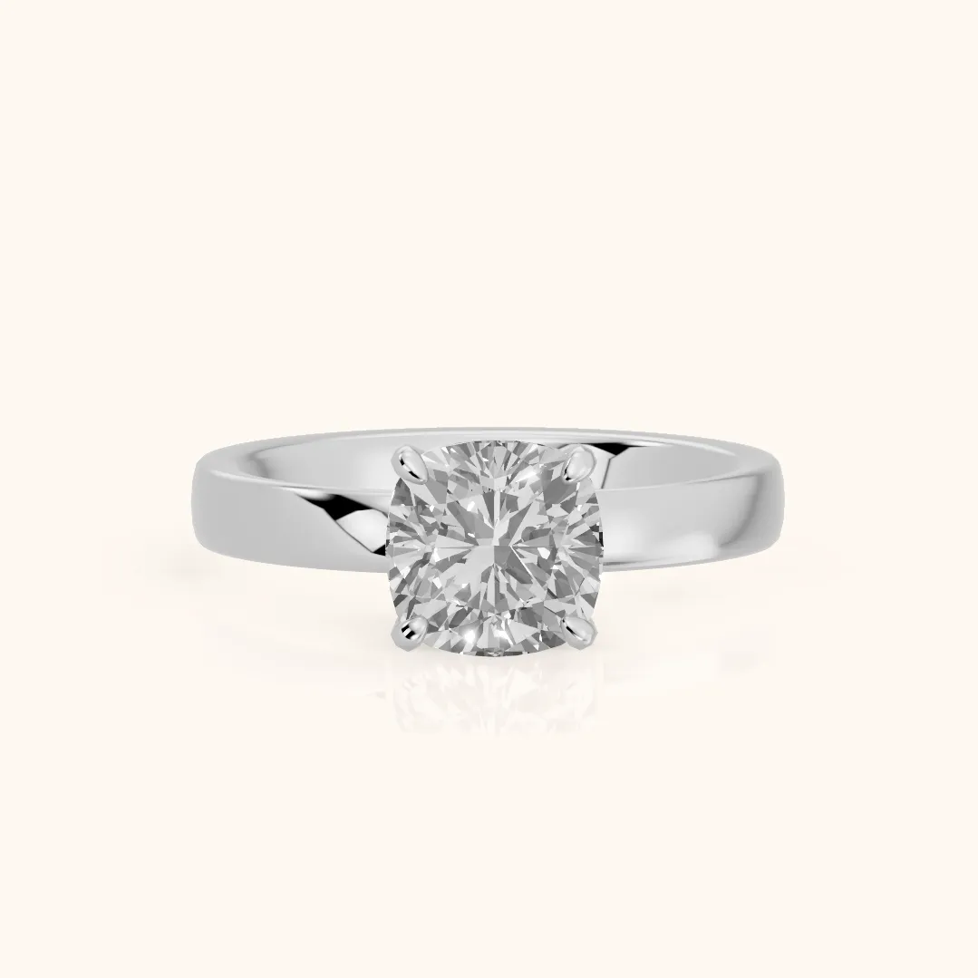 Lara Hidden Halo Cushion Diamond Engagement Ring in Platinum — view 2