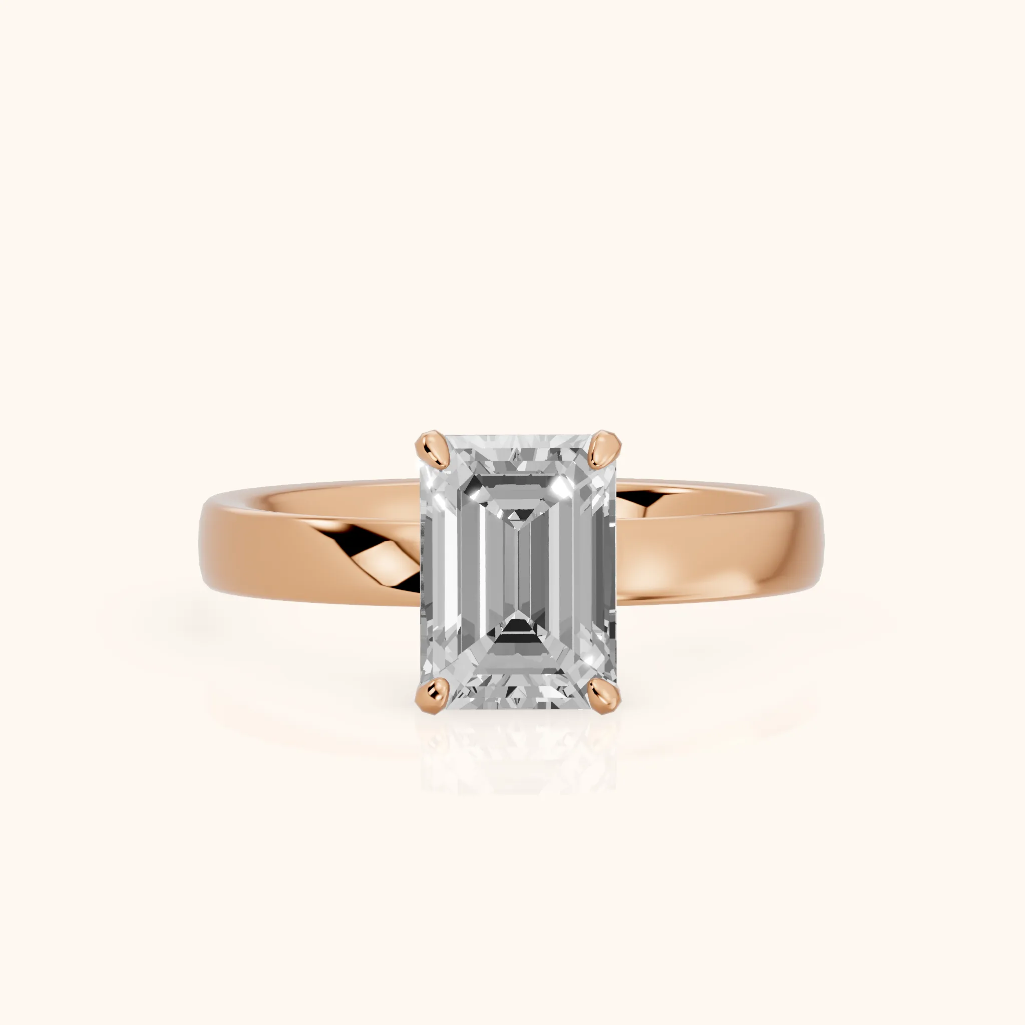 Lara Hidden Halo Emerald Diamond Engagement Ring in Rose Gold — view 1