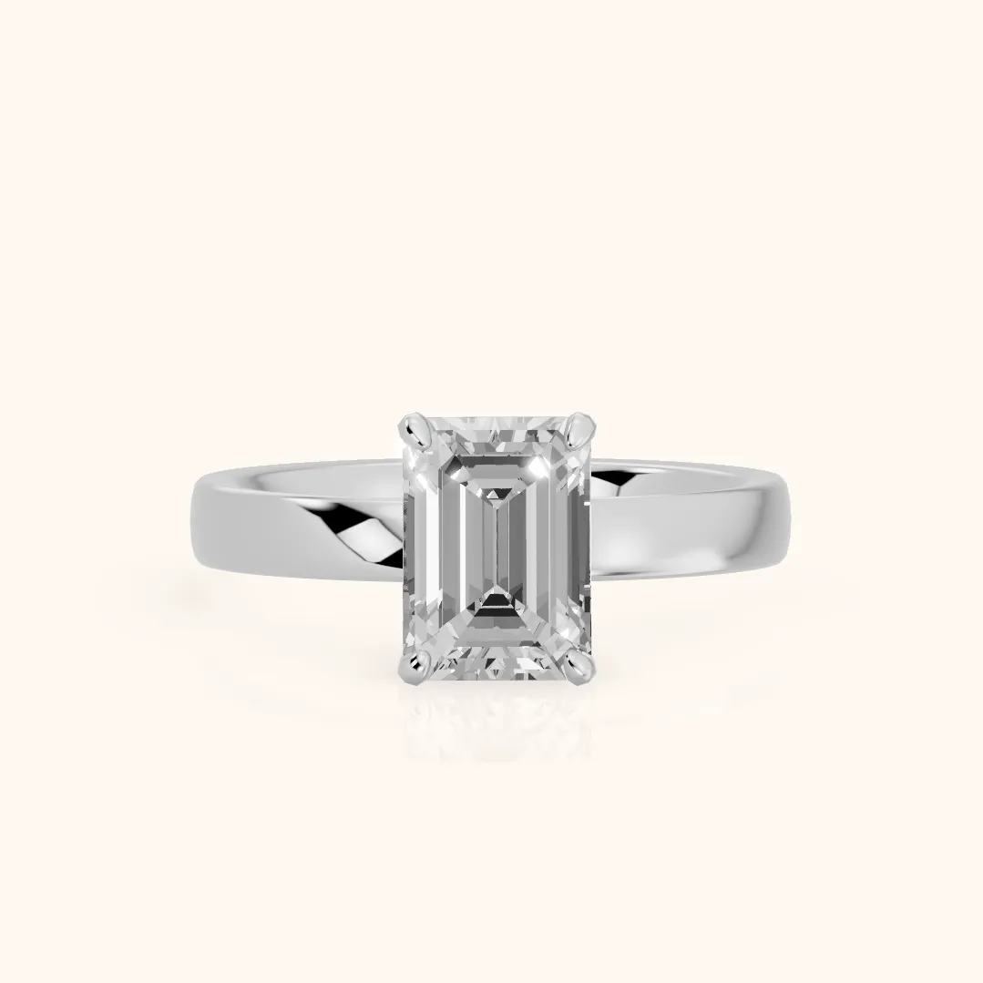 Lara Hidden Halo Emerald Diamond Engagement Ring in Silver — view 2