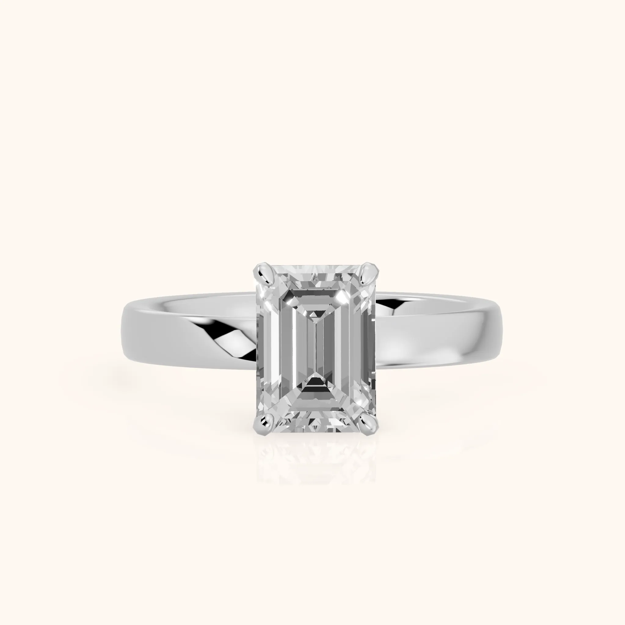 Lara Hidden Halo Emerald Diamond Engagement Ring in Silver — view 1