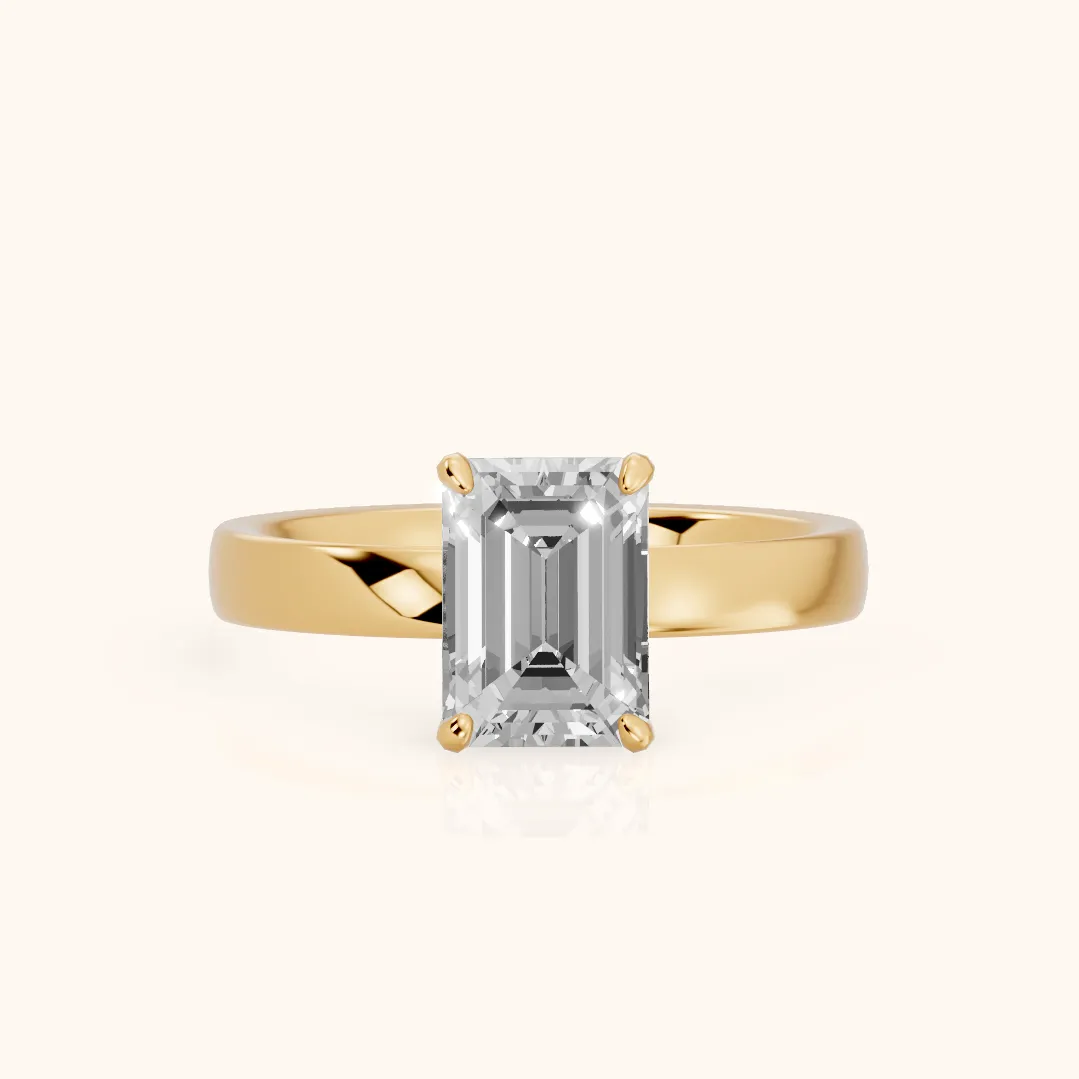Lara Hidden Halo Emerald Diamond Engagement Ring in Yellow Gold — view 2