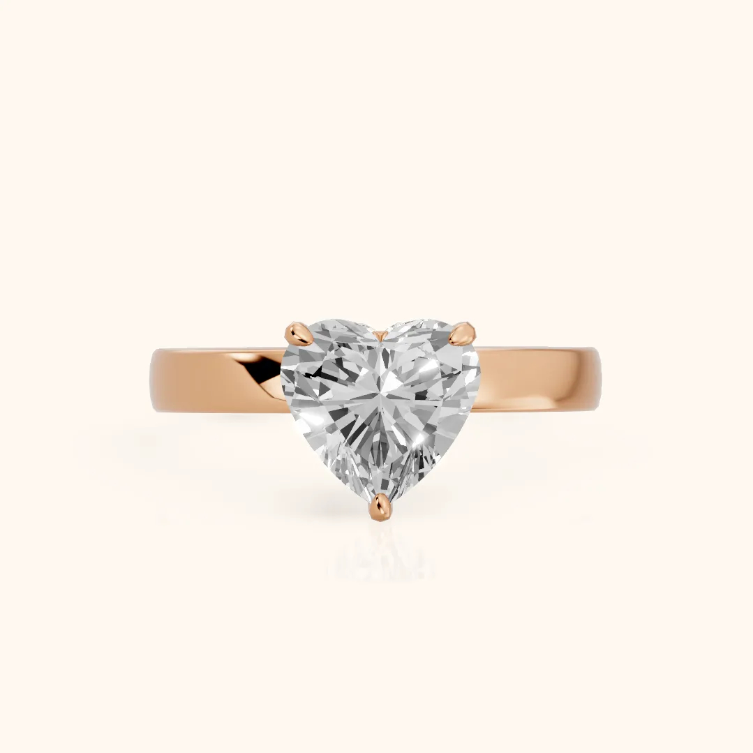 Lara Hidden Halo Heart Diamond Engagement Ring in Rose Gold — view 2