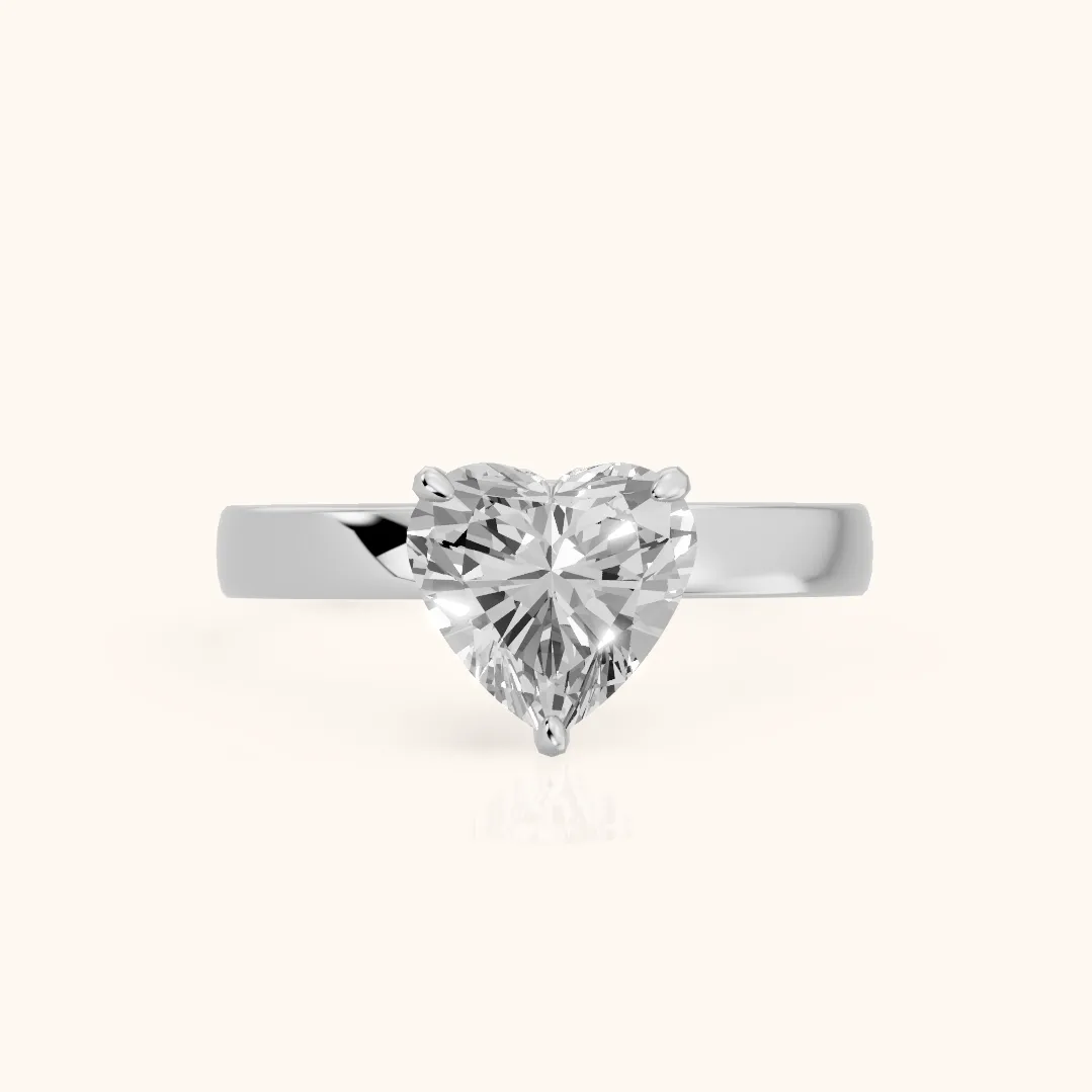 Lara Hidden Halo Heart Diamond Engagement Ring in Silver — view 2