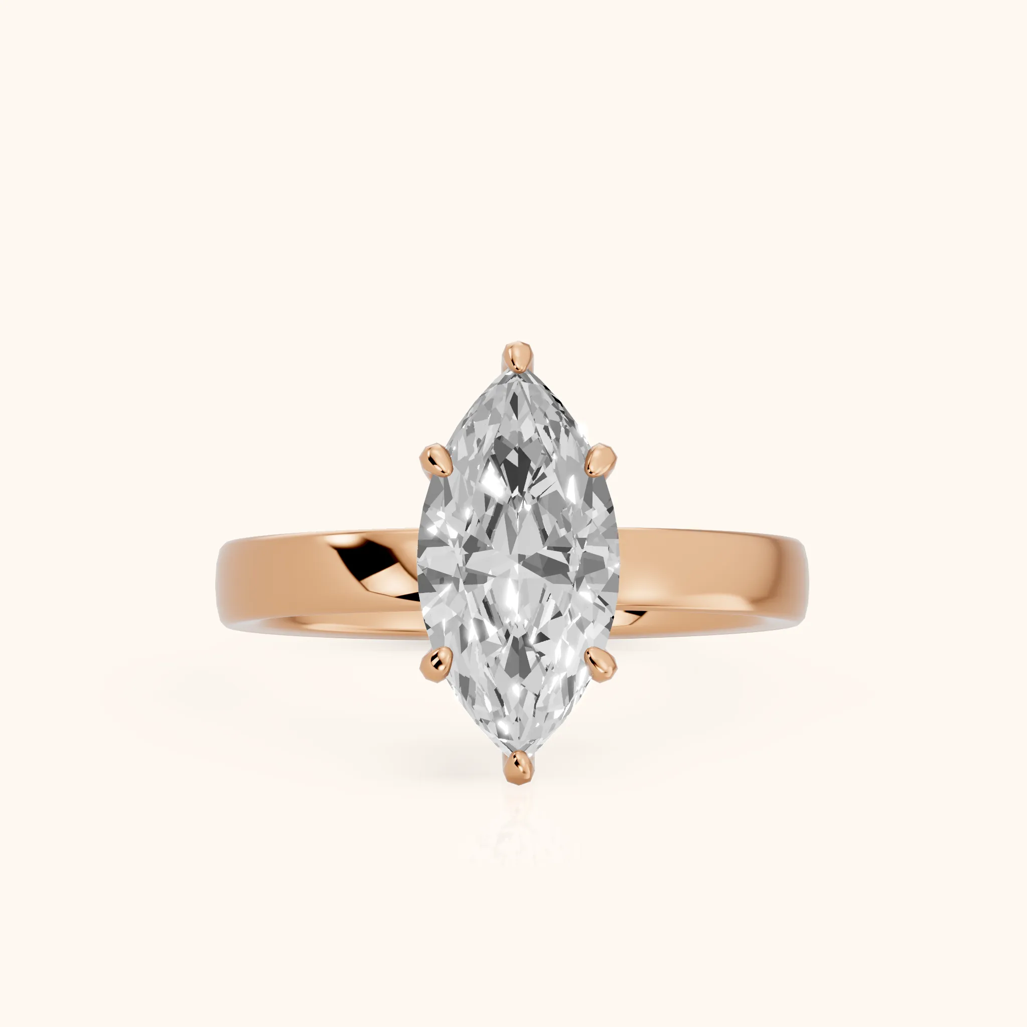 Lara Hidden Halo Marquise Diamond Engagement Ring in Rose Gold — view 1