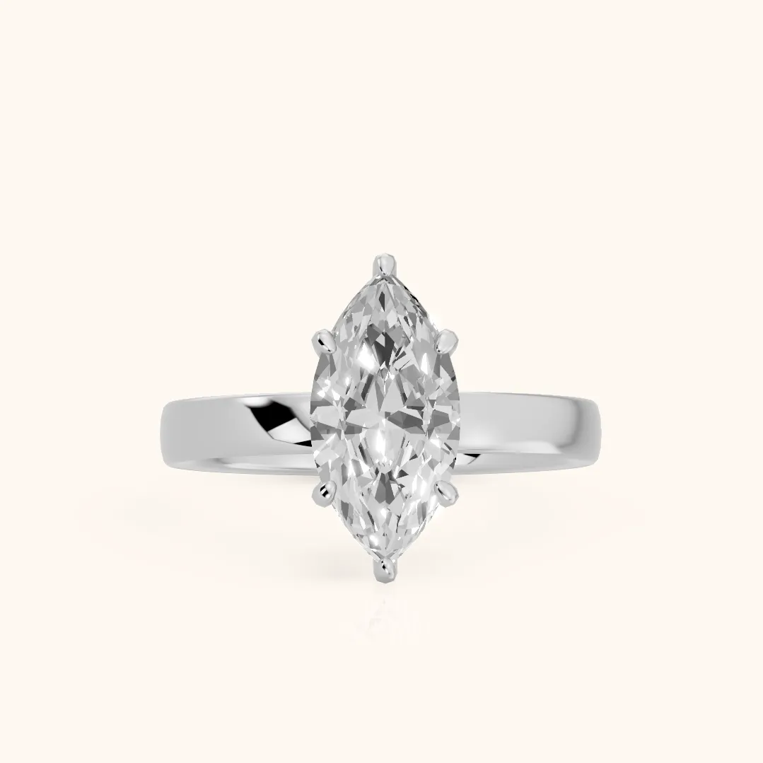 Lara Hidden Halo Marquise Diamond Engagement Ring in Silver — view 2