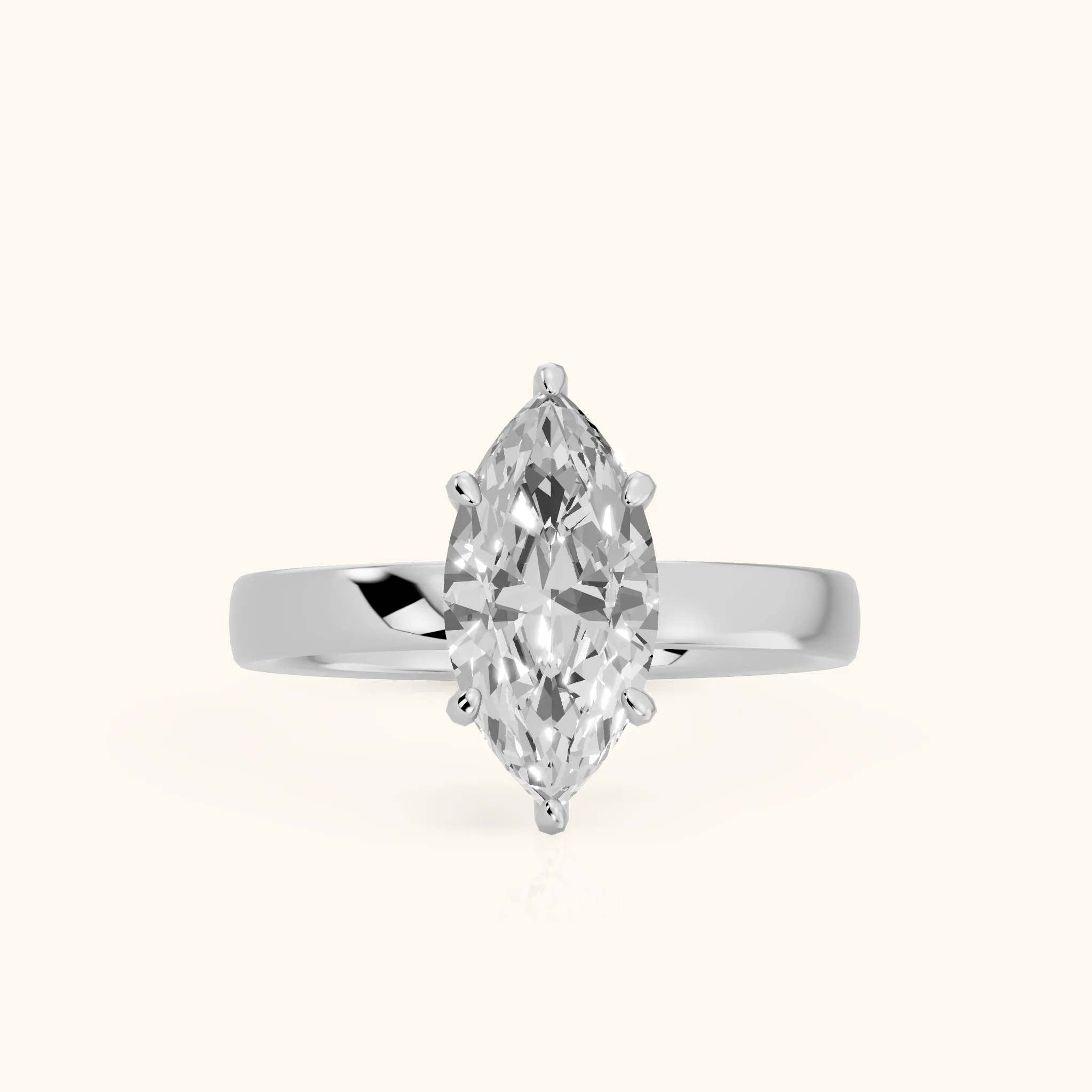 Lara Hidden Halo Marquise Diamond Engagement Ring in Silver — view 1